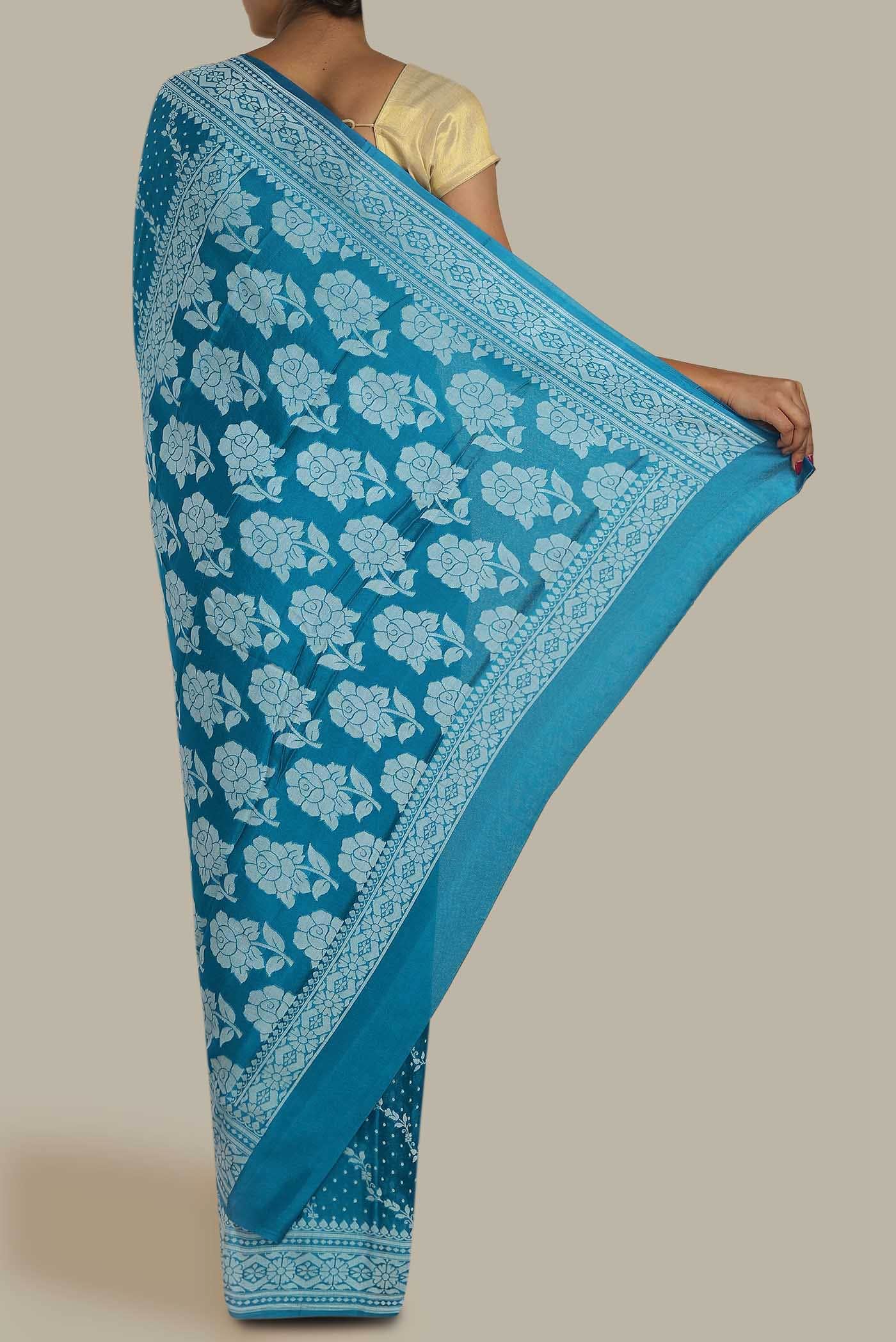 Blue Banarasi Georgette Saree