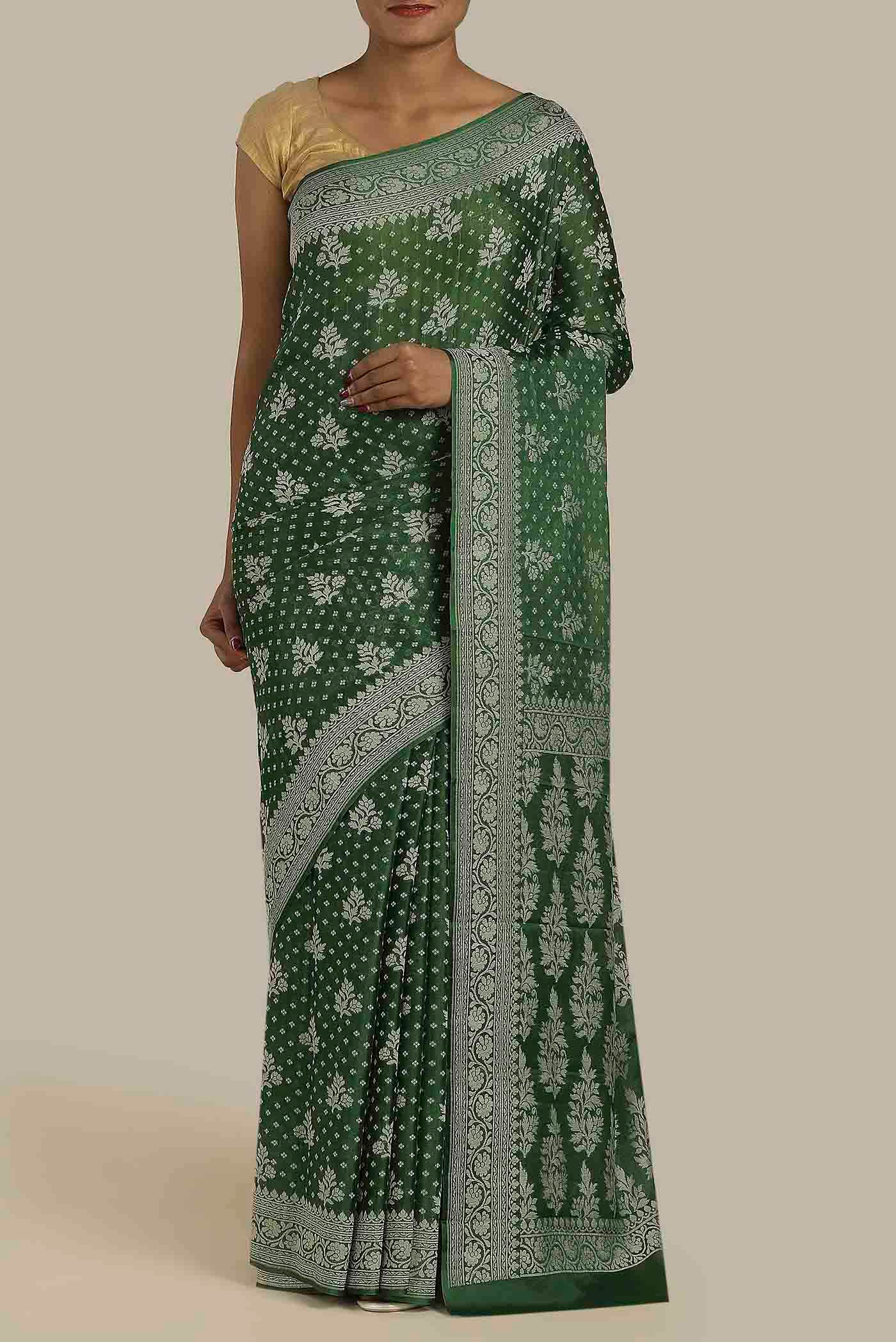 Green Banarasi Georgette Saree