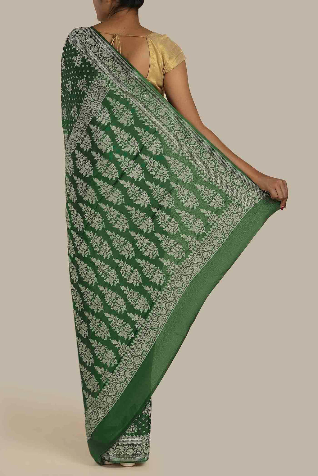 Green Banarasi Georgette Saree