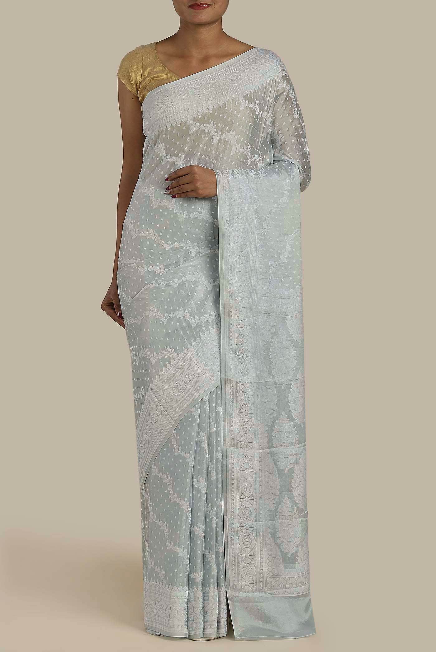 Blue Banarasi Georgette Saree