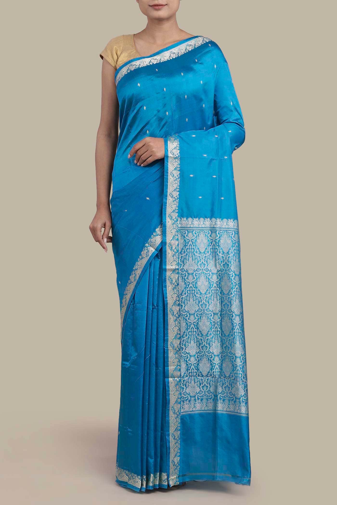 Blue Banarasi Katan Silk Saree
