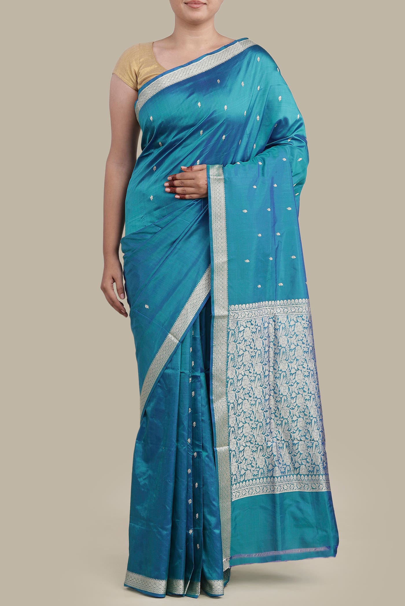 Blue Banarasi Katan Silk Saree