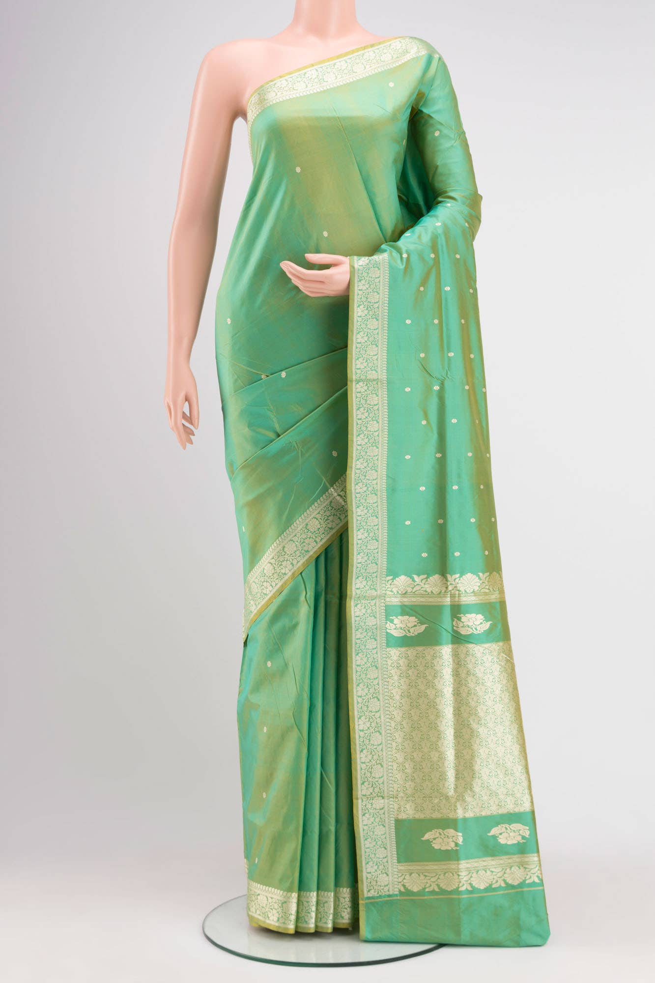 Green Dual Tone Banarasi Katan Silk Saree