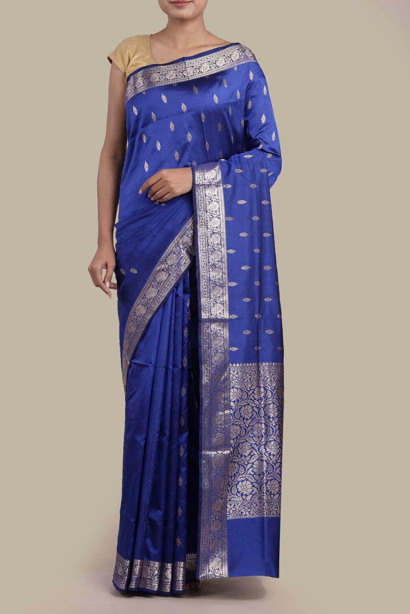 Blue Banarasi Katan Silk Saree