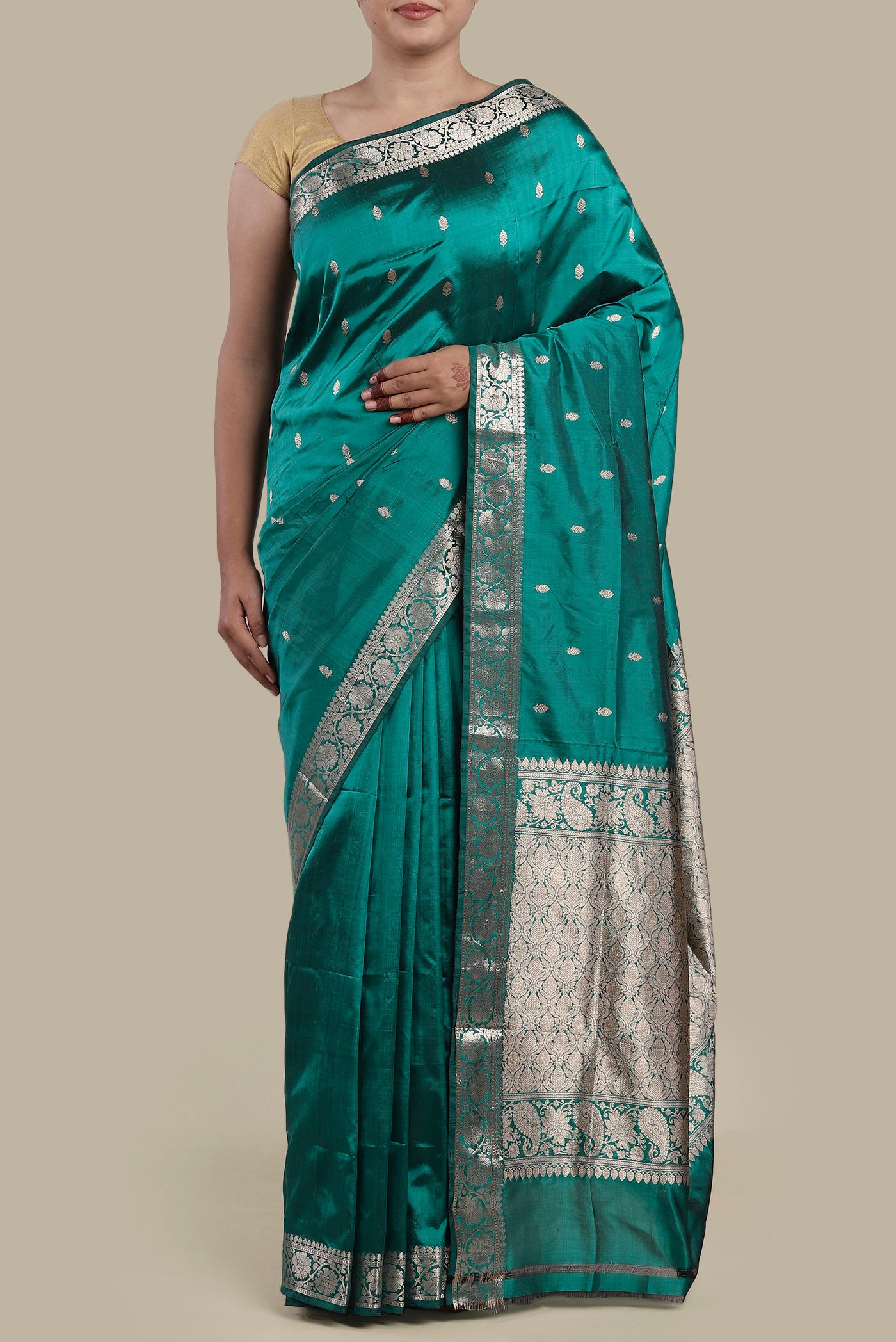 Green Banarasi Katan Silk Saree