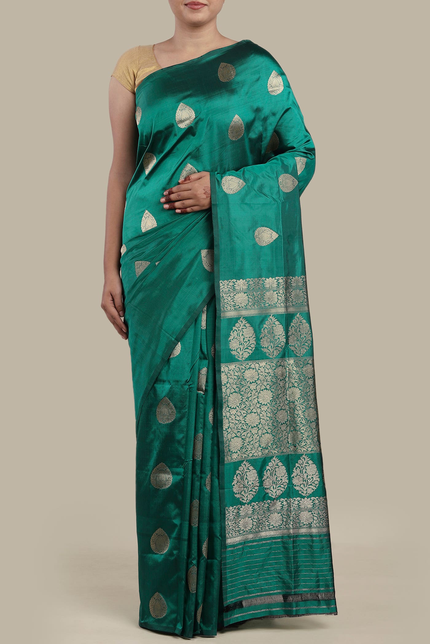 Green Banarasi Katan Silk Saree