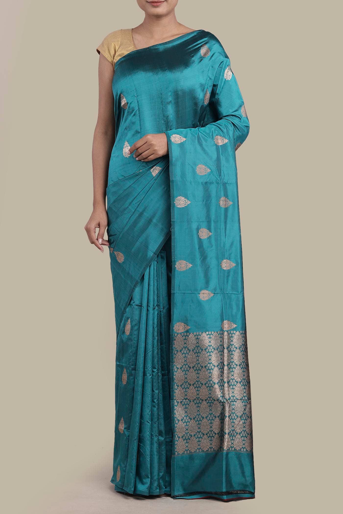 Green Banarasi Katan Silk Saree