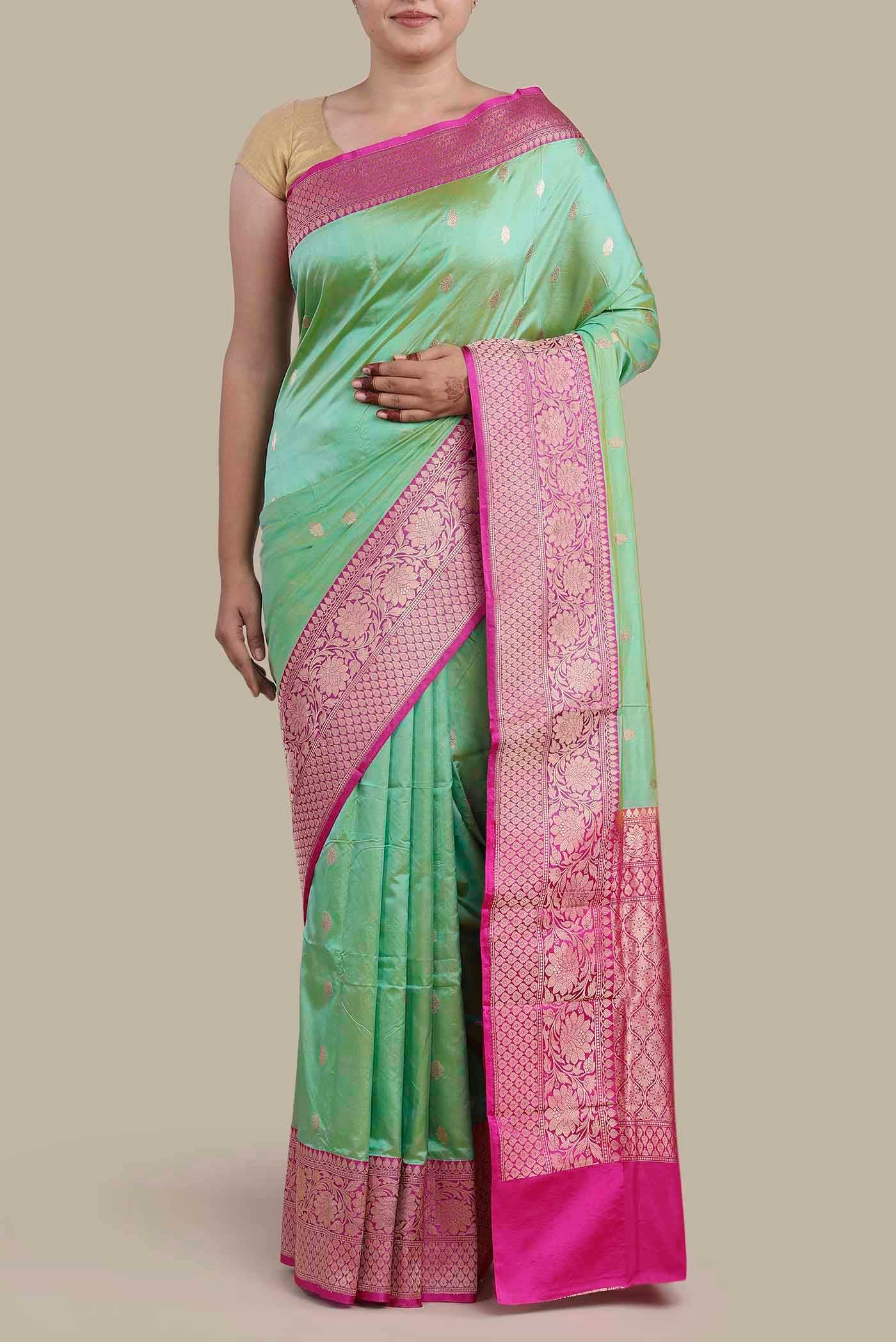 Green Banarasi Katan Silk Saree