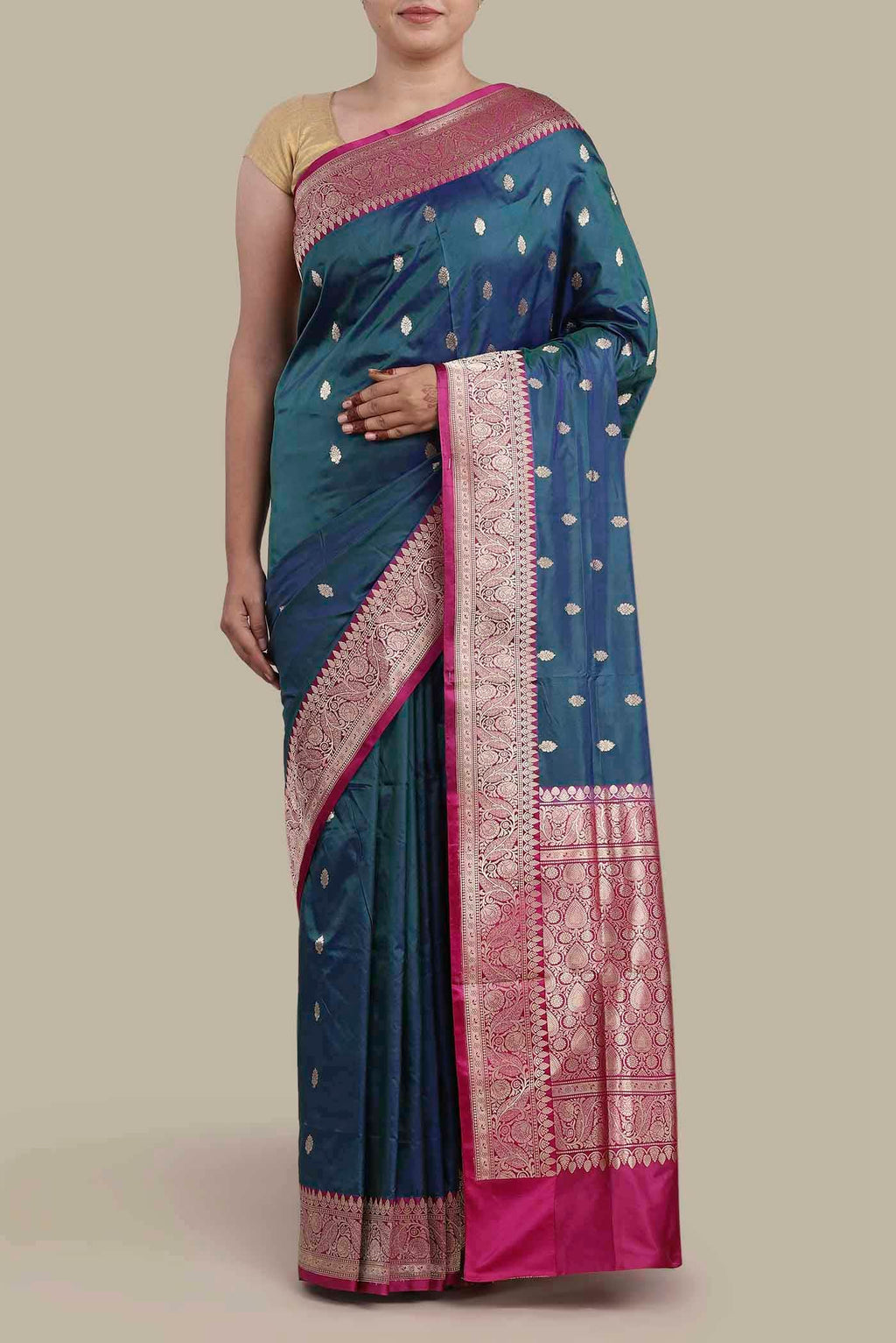 Blue Banarasi Katan Silk Saree