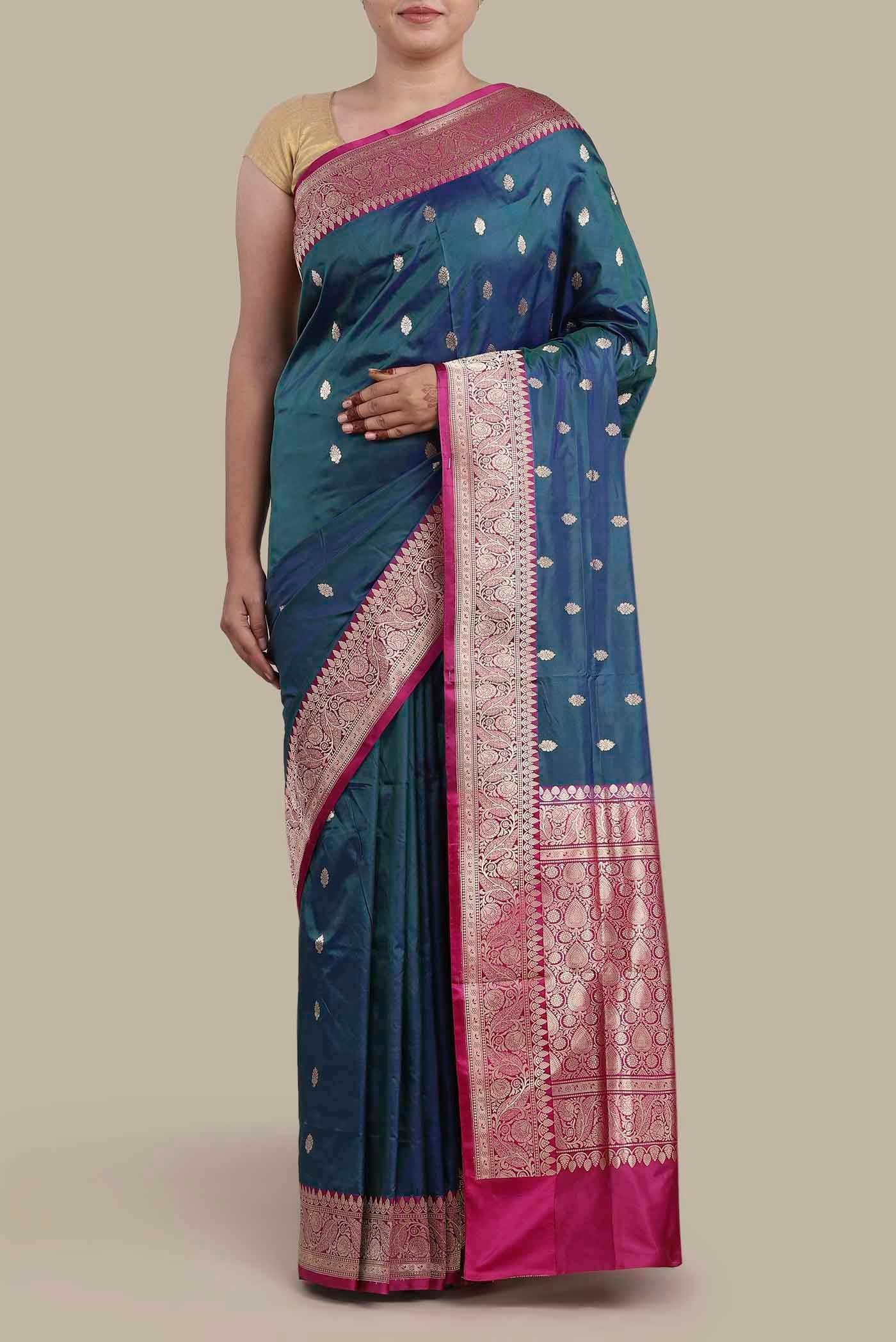 Blue Banarasi Katan Silk Saree