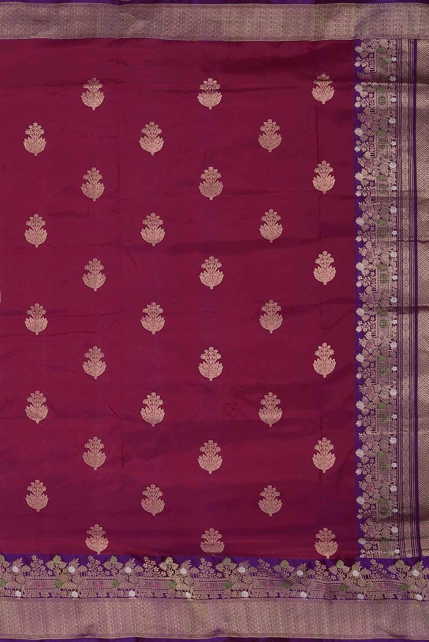 Dark Pink Banarasi Katan Silk Saree