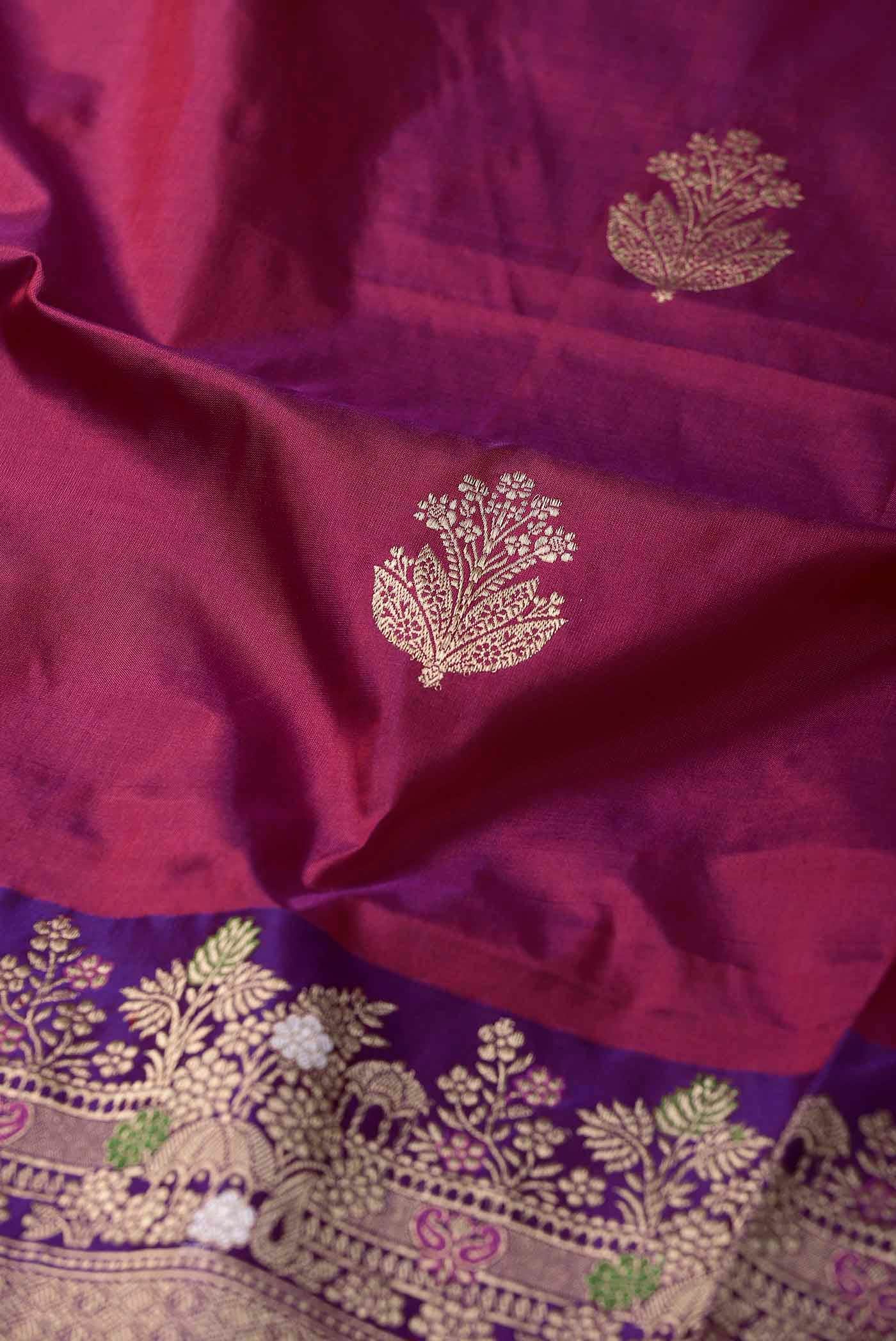 Dark Pink Banarasi Katan Silk Saree
