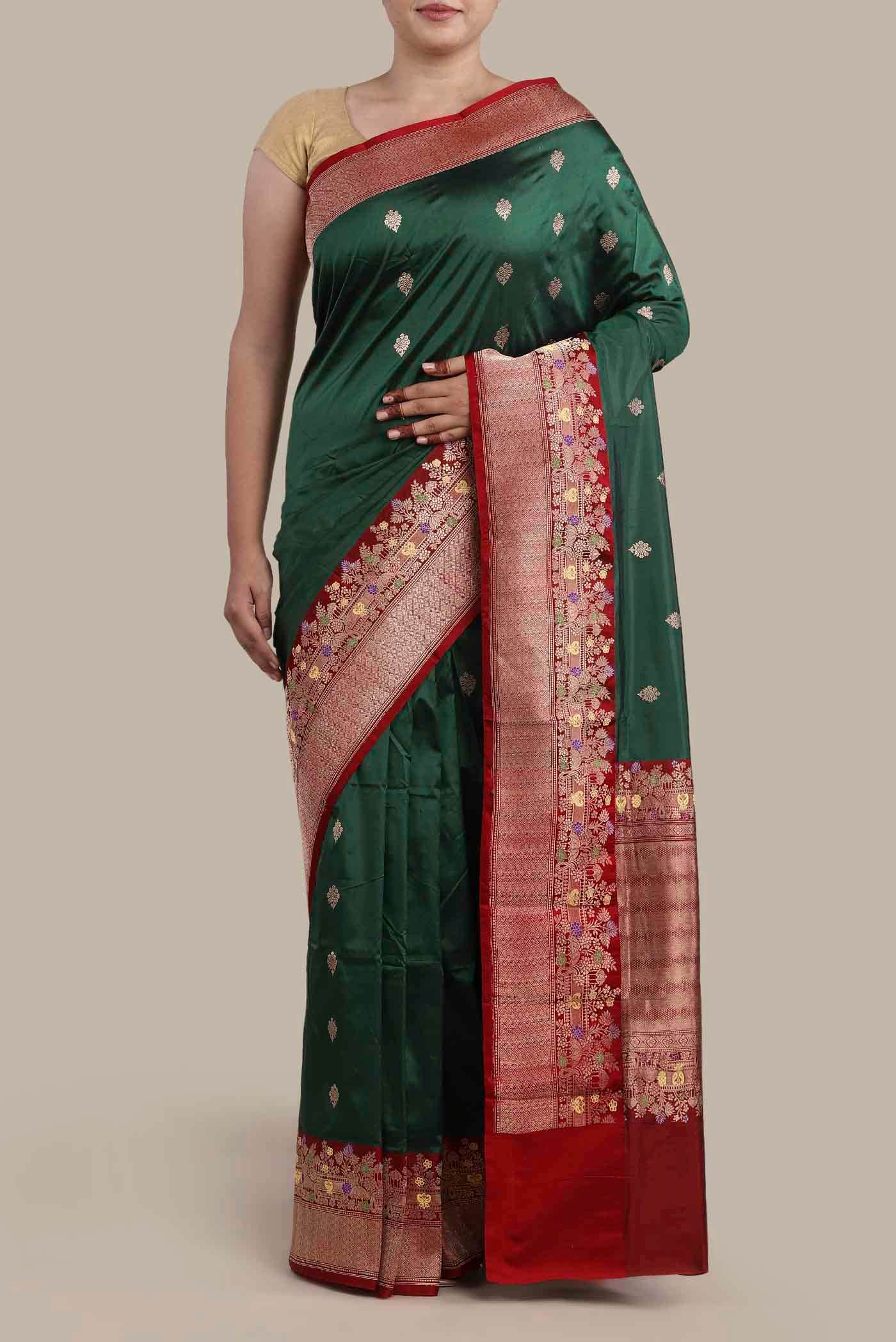Green Banarasi Katan Silk Saree