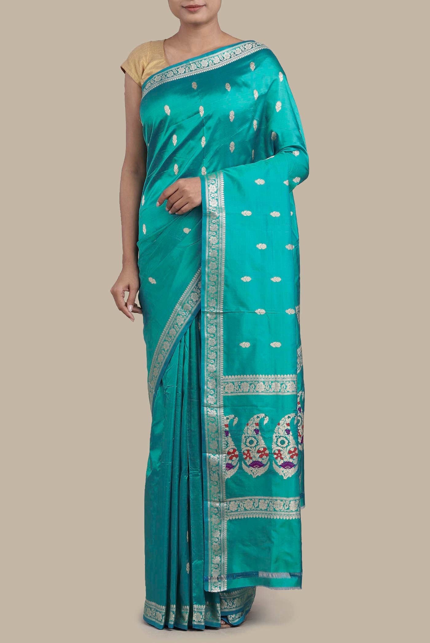 Green Banarasi Katan Silk Saree
