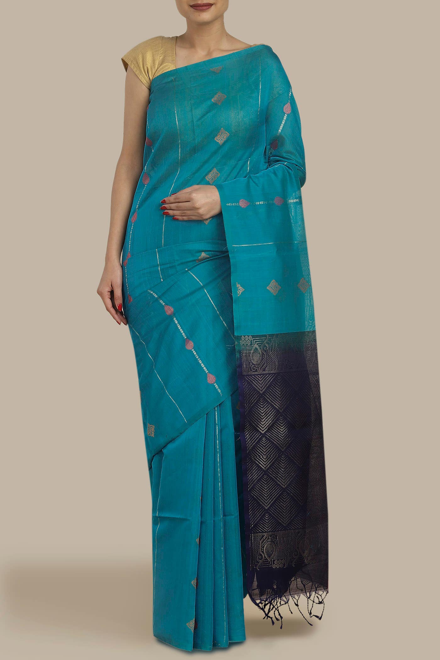 Blue Silk Cotton Saree