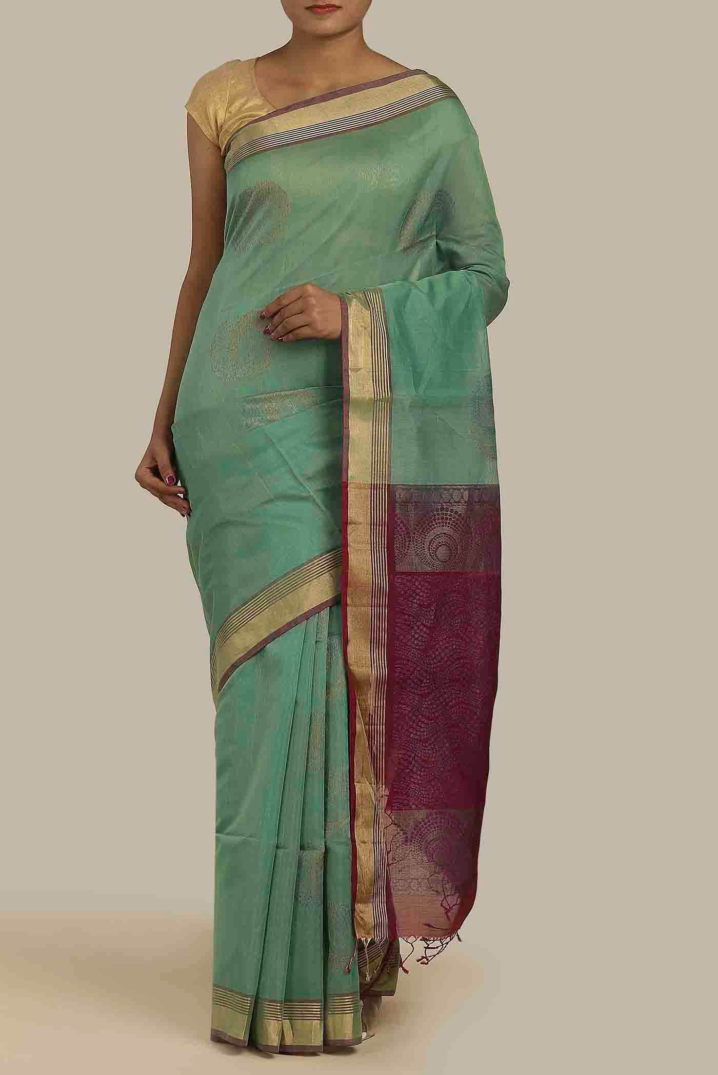 Green Silk Cotton Saree