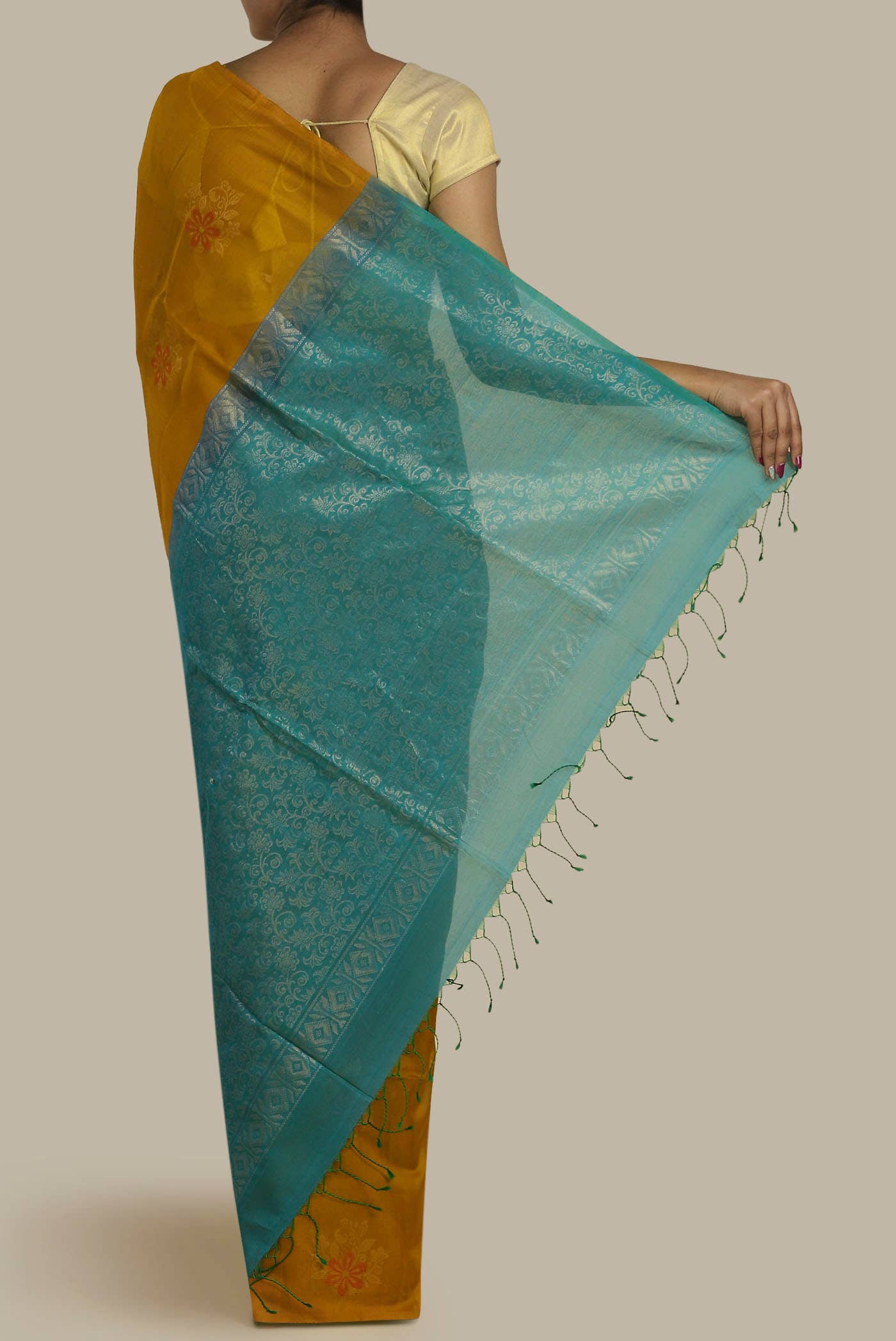 Mustard Silk Cotton Saree
