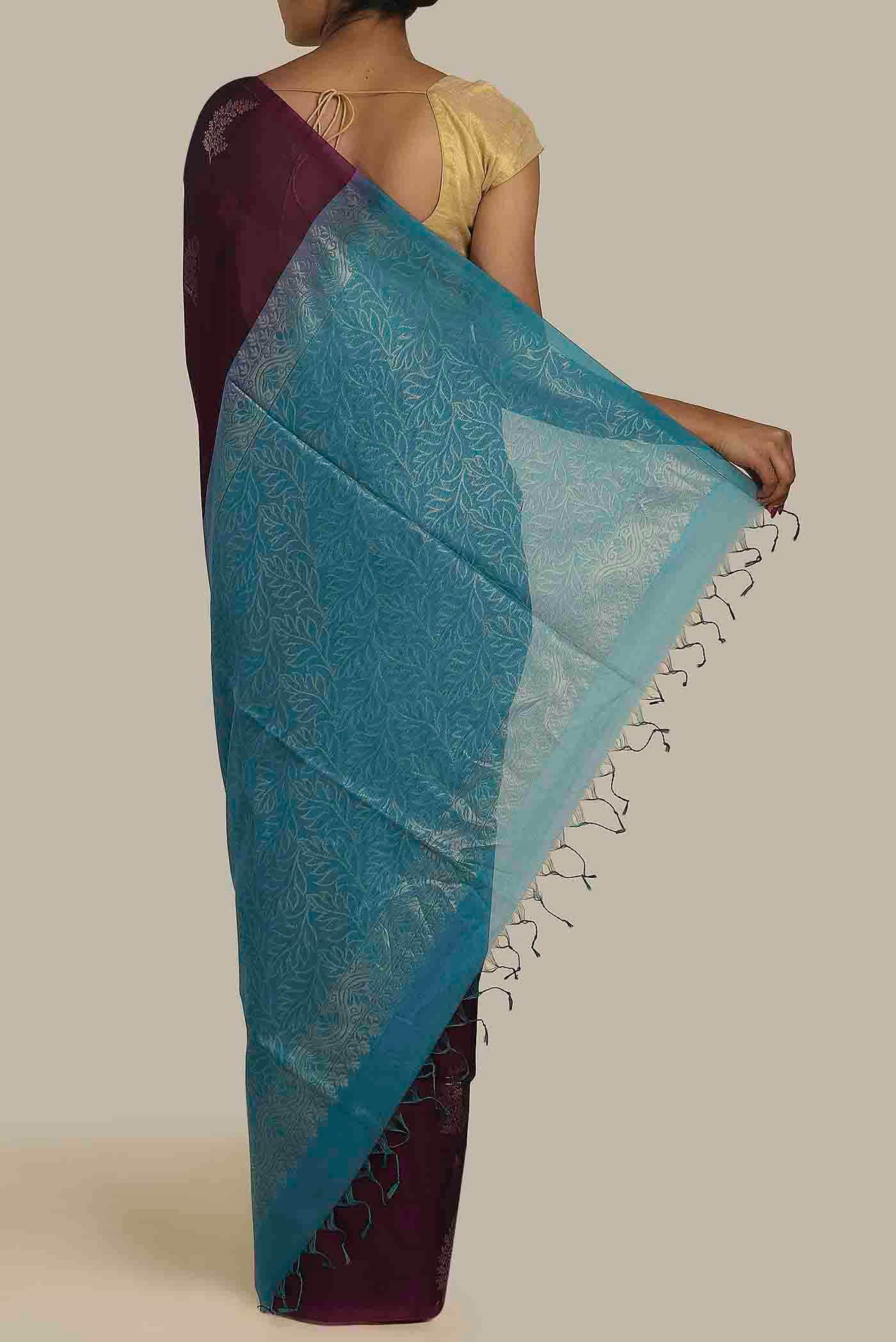 Brown Silk Cotton Saree
