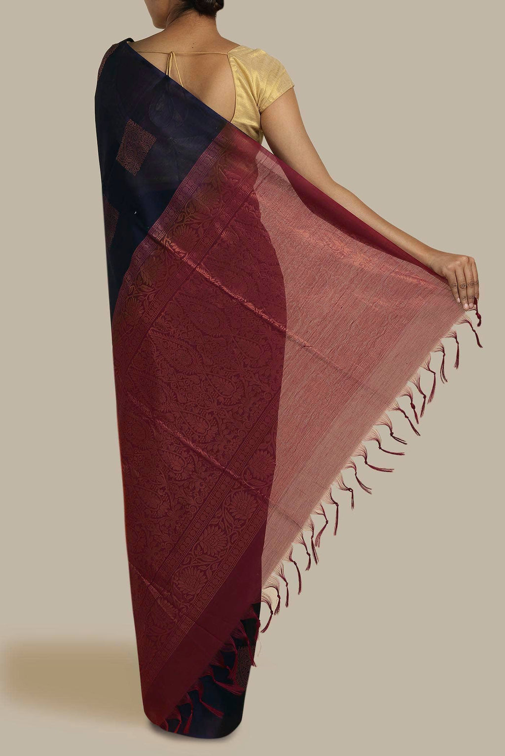 Navy Blue Silk Cotton Saree