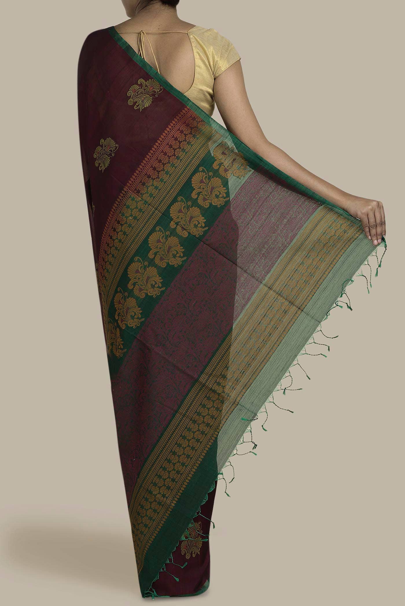 Brown Silk Cotton Saree