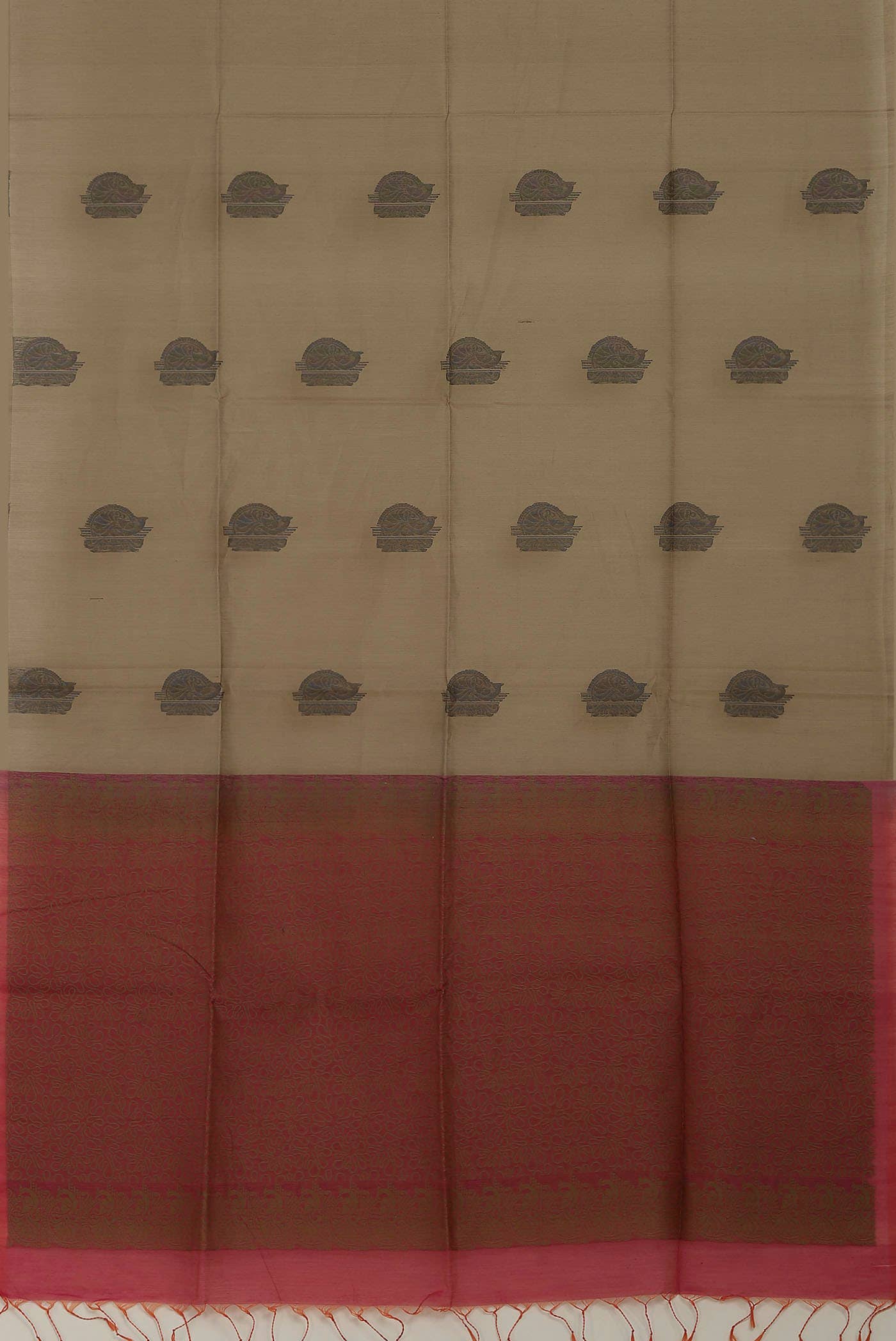 Beige Silk Cotton Saree