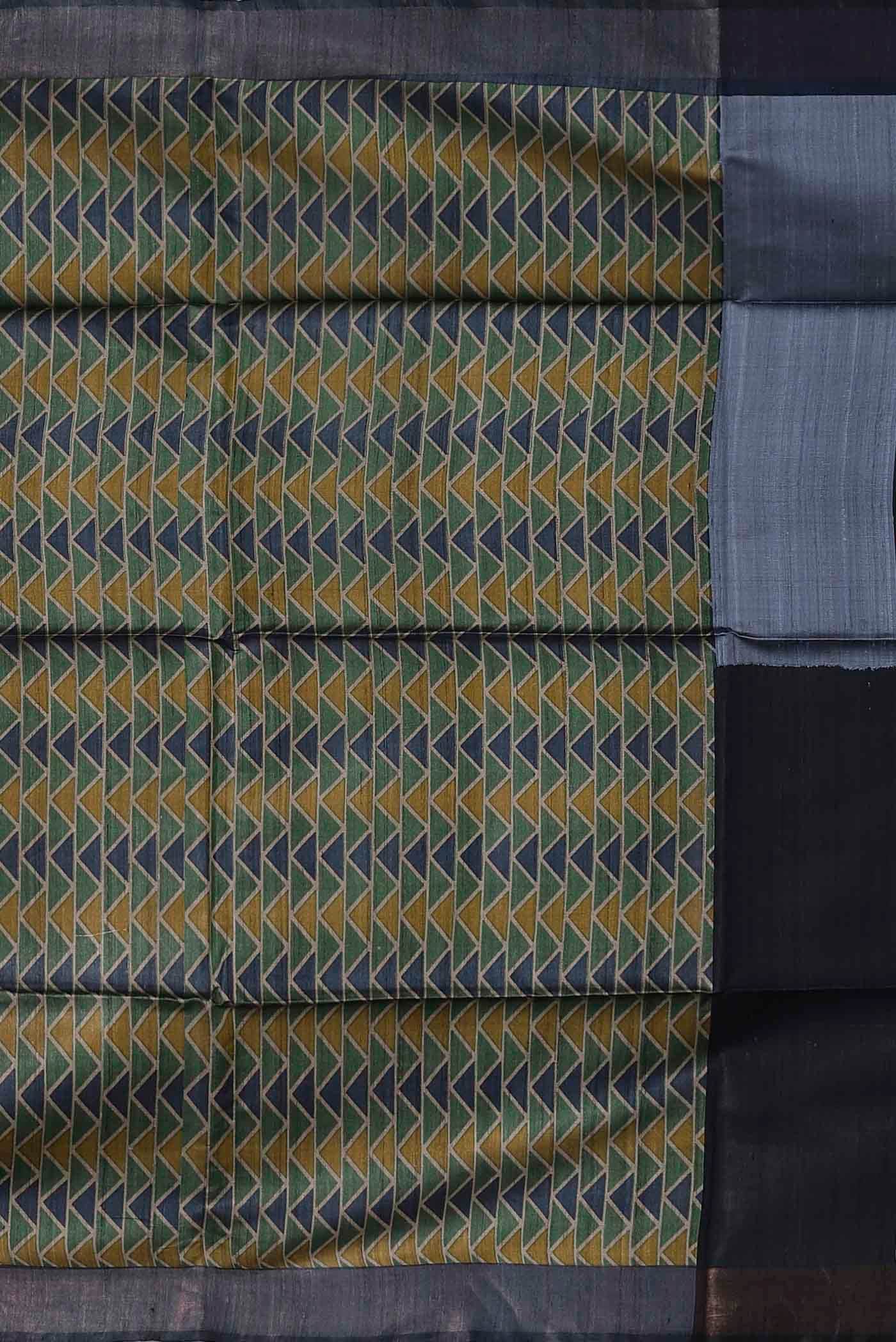 Green Bhagalpuri Tussar Silk Saree