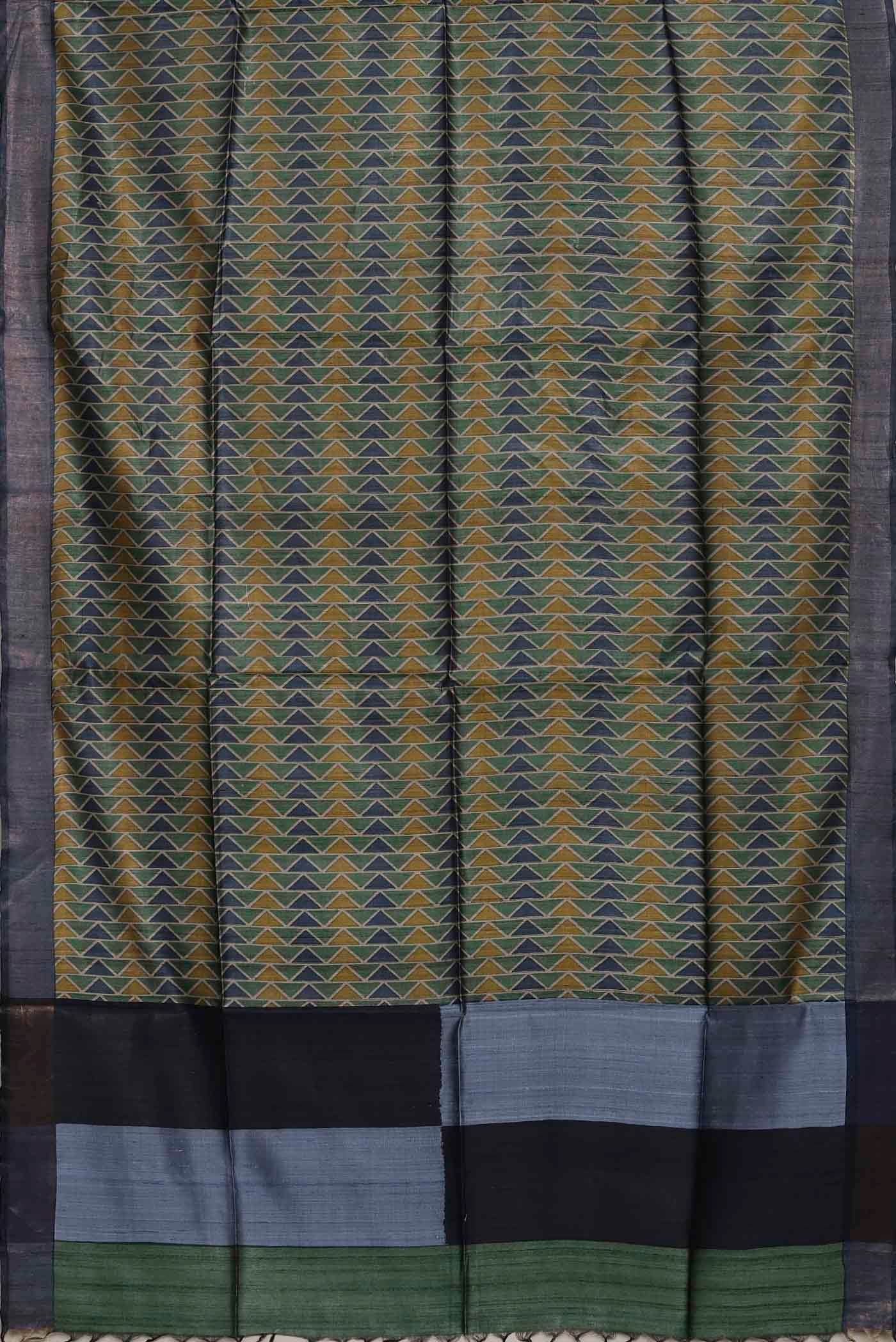 Green Bhagalpuri Tussar Silk Saree