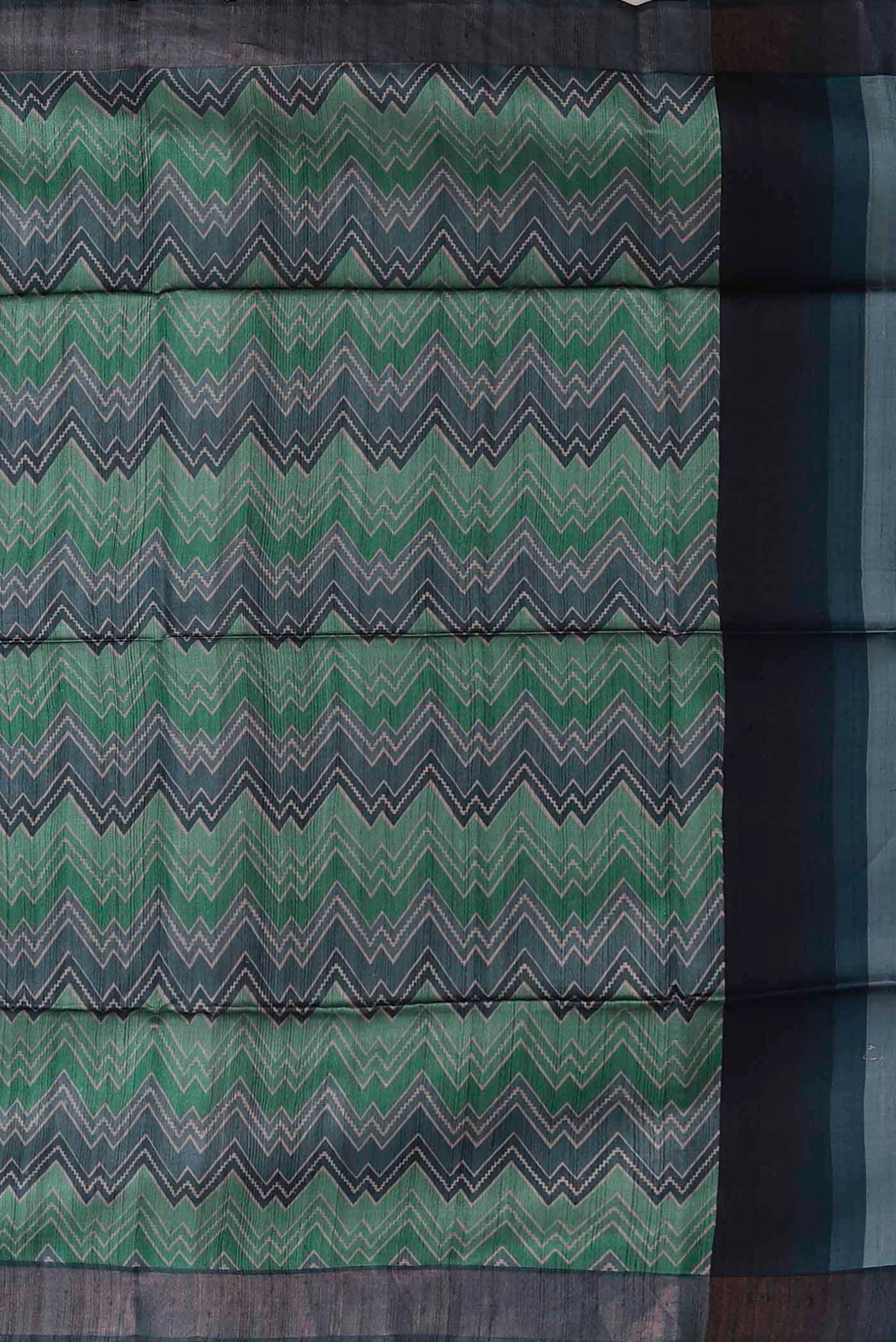 Green Bhagalpuri Tussar Silk Saree