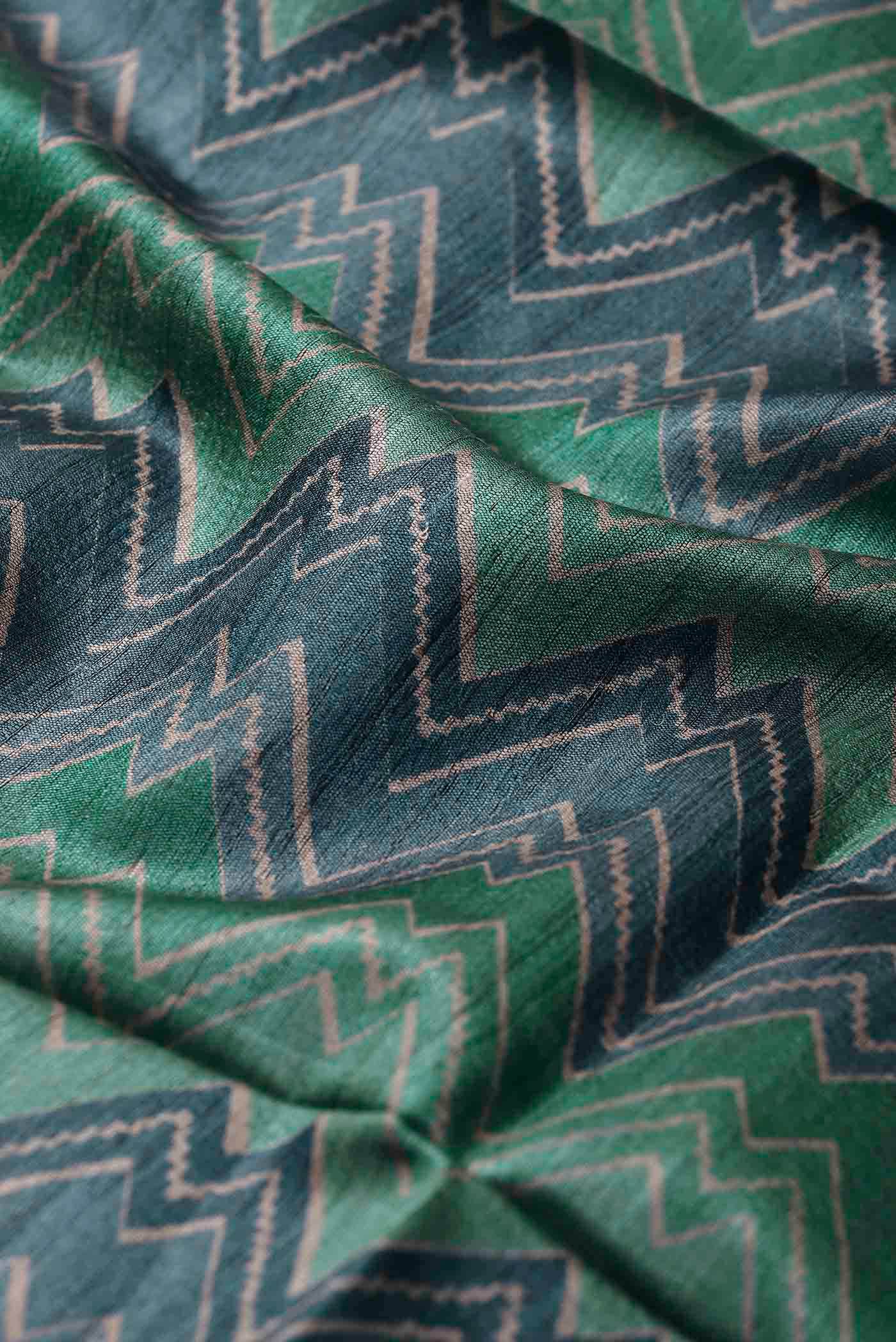 Green Bhagalpuri Tussar Silk Saree