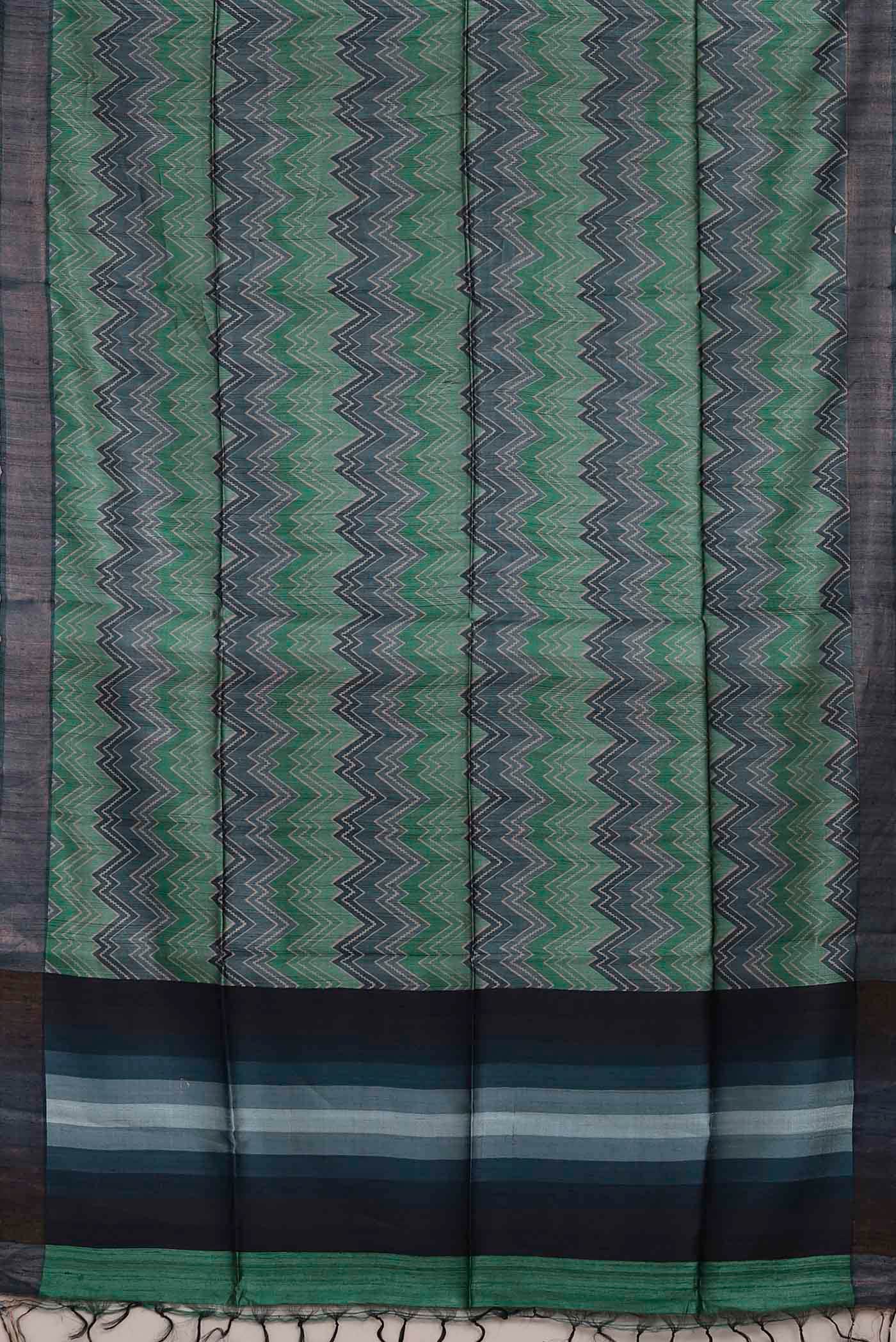 Green Bhagalpuri Tussar Silk Saree