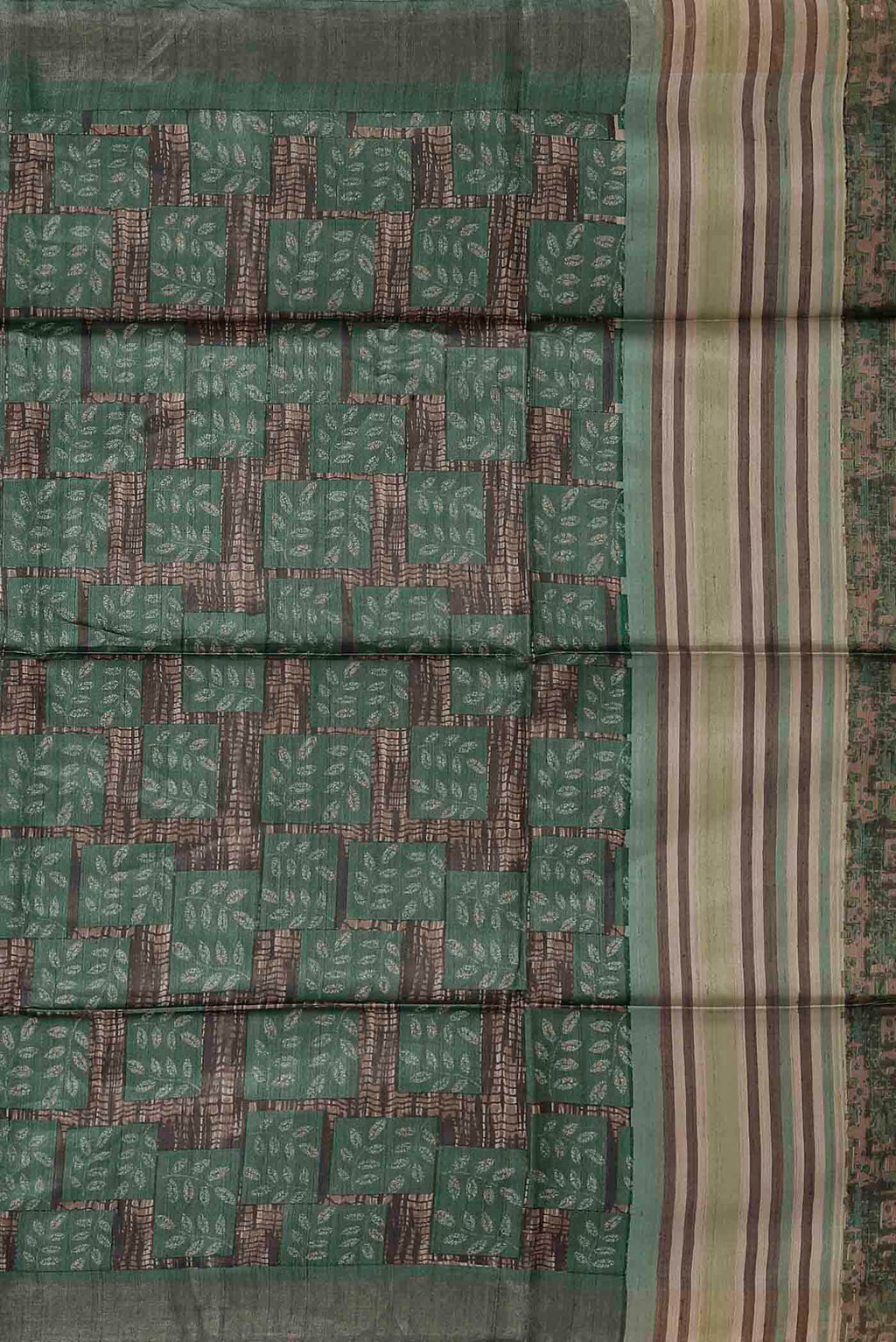 Green Bhagalpuri Tussar Silk Saree