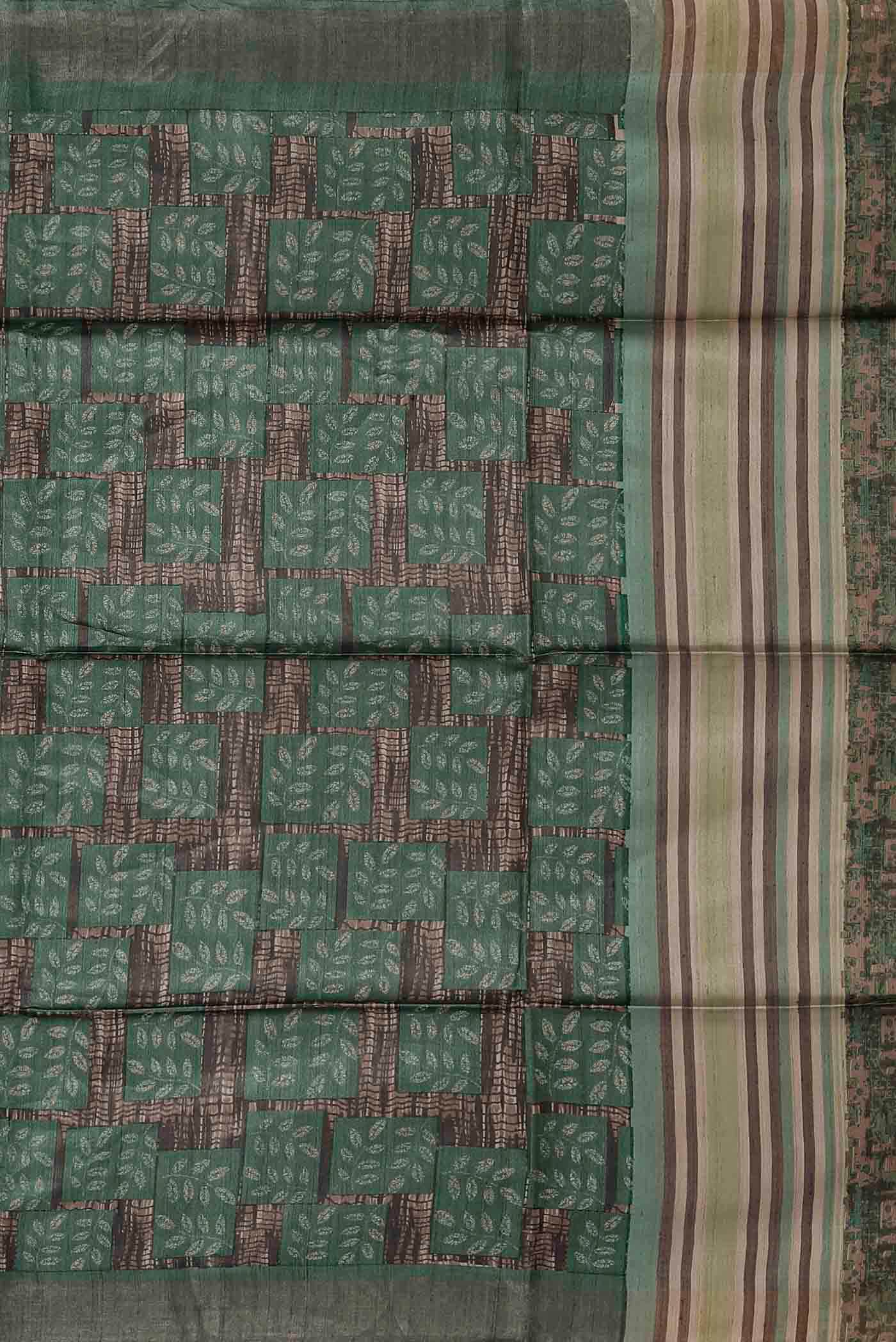 Green Bhagalpuri Tussar Silk Saree