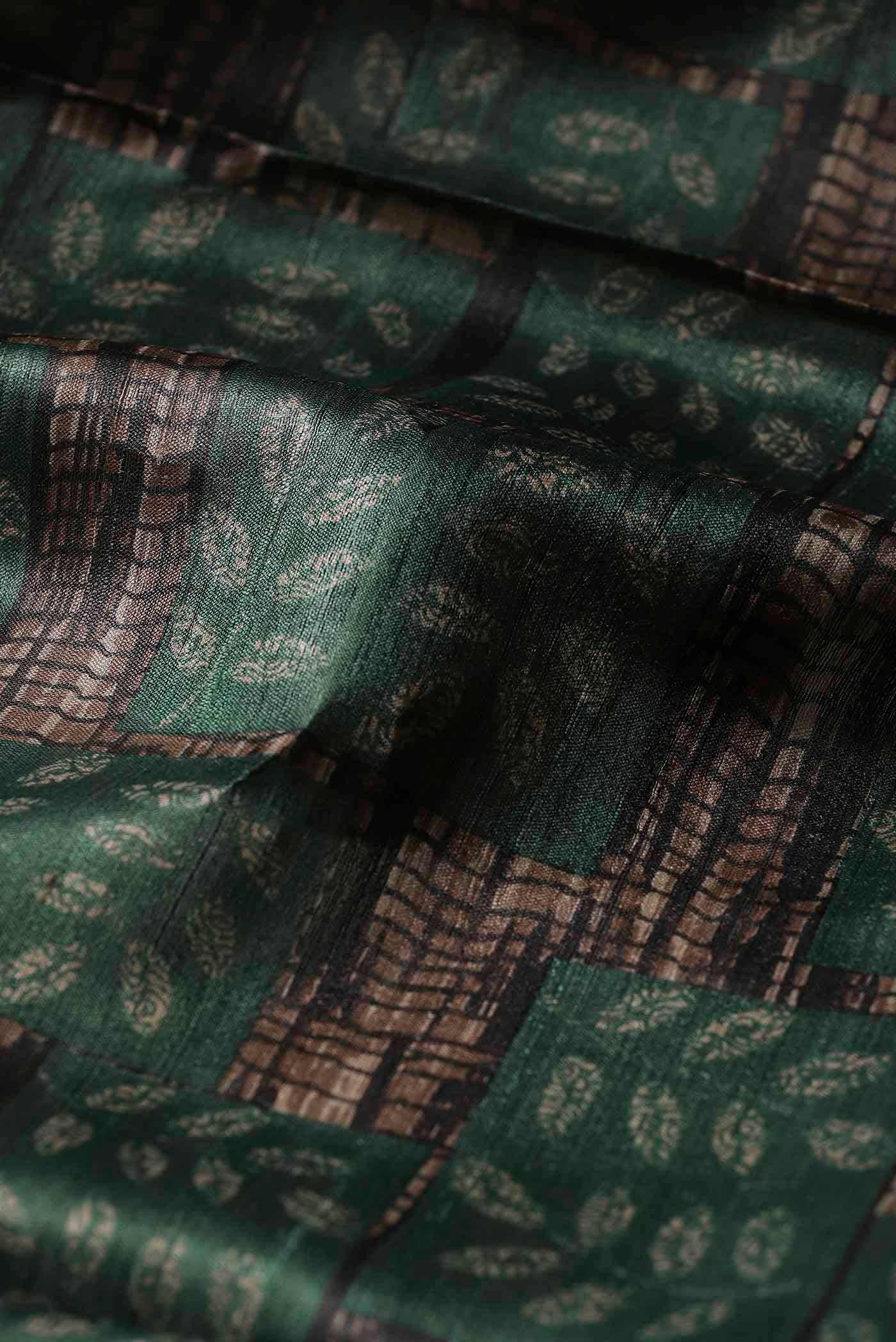 Green Bhagalpuri Tussar Silk Saree