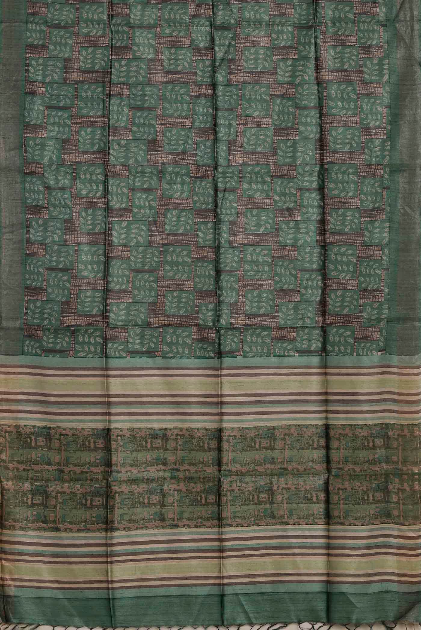 Green Bhagalpuri Tussar Silk Saree