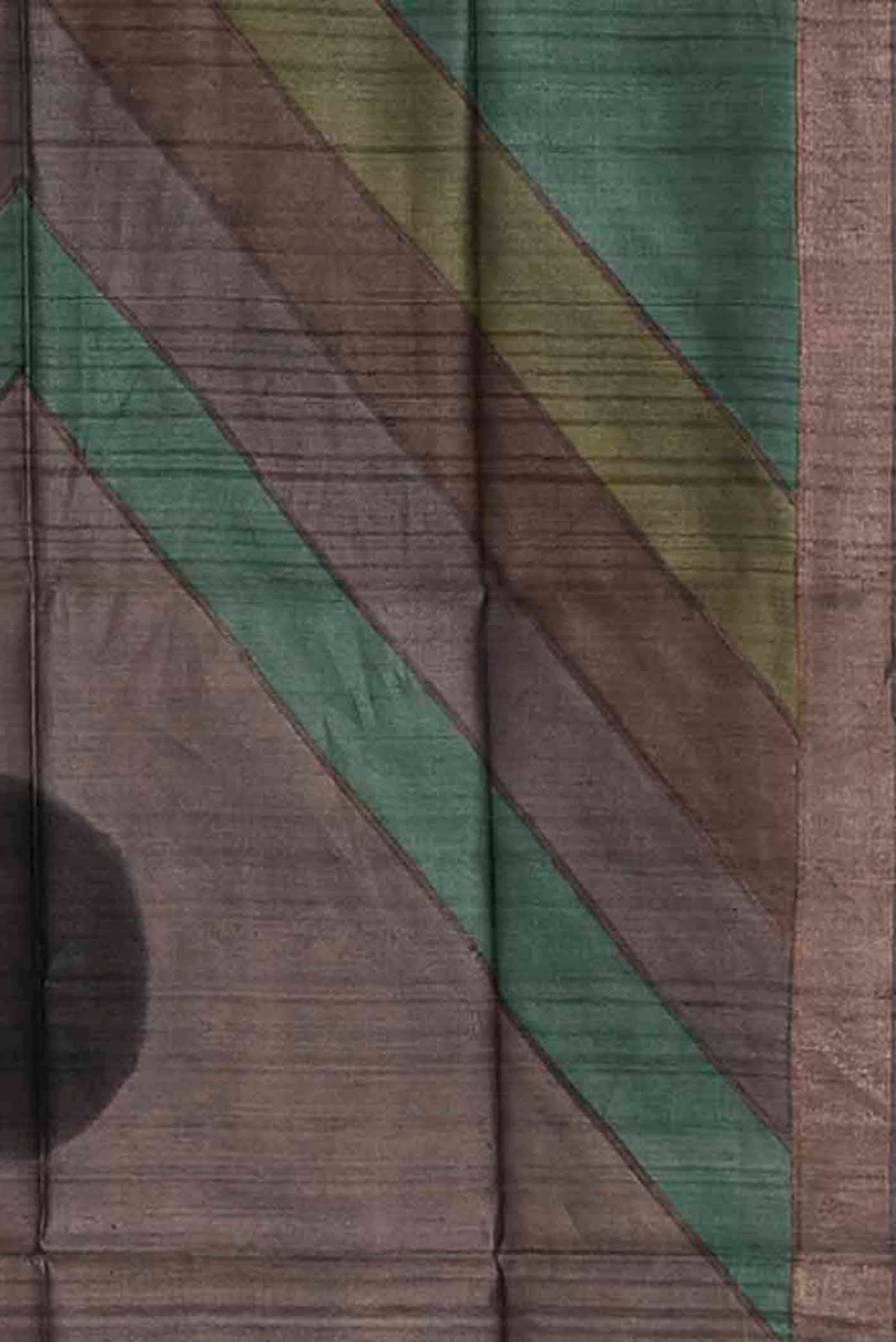 Green Bhagalpuri Tussar Silk Saree