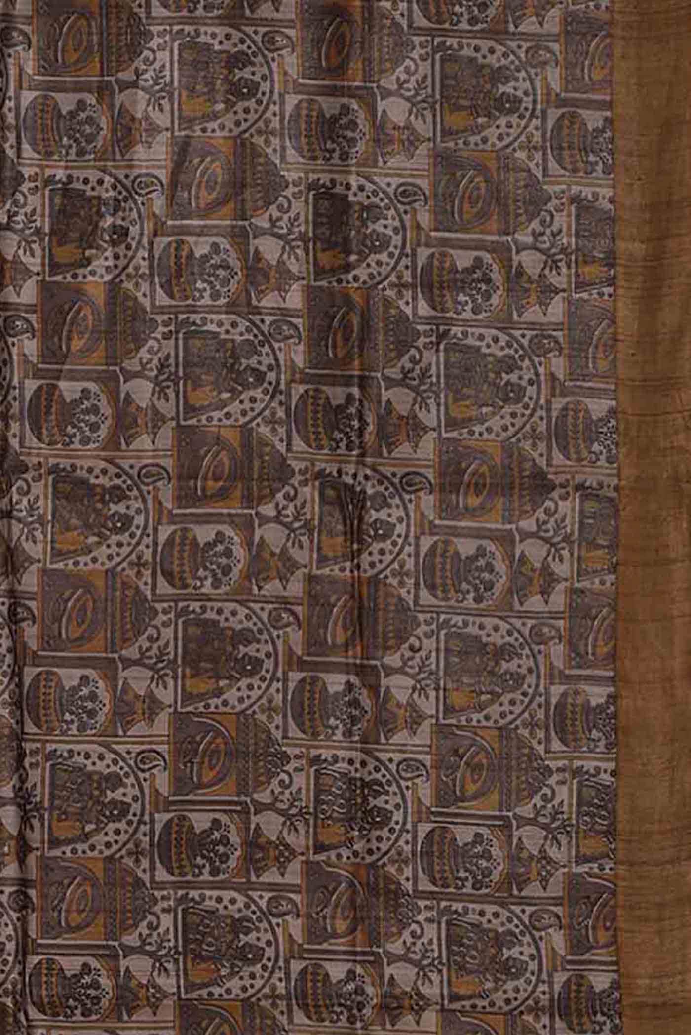 Rose Gold Bhagalpuri Tussar Silk Saree
