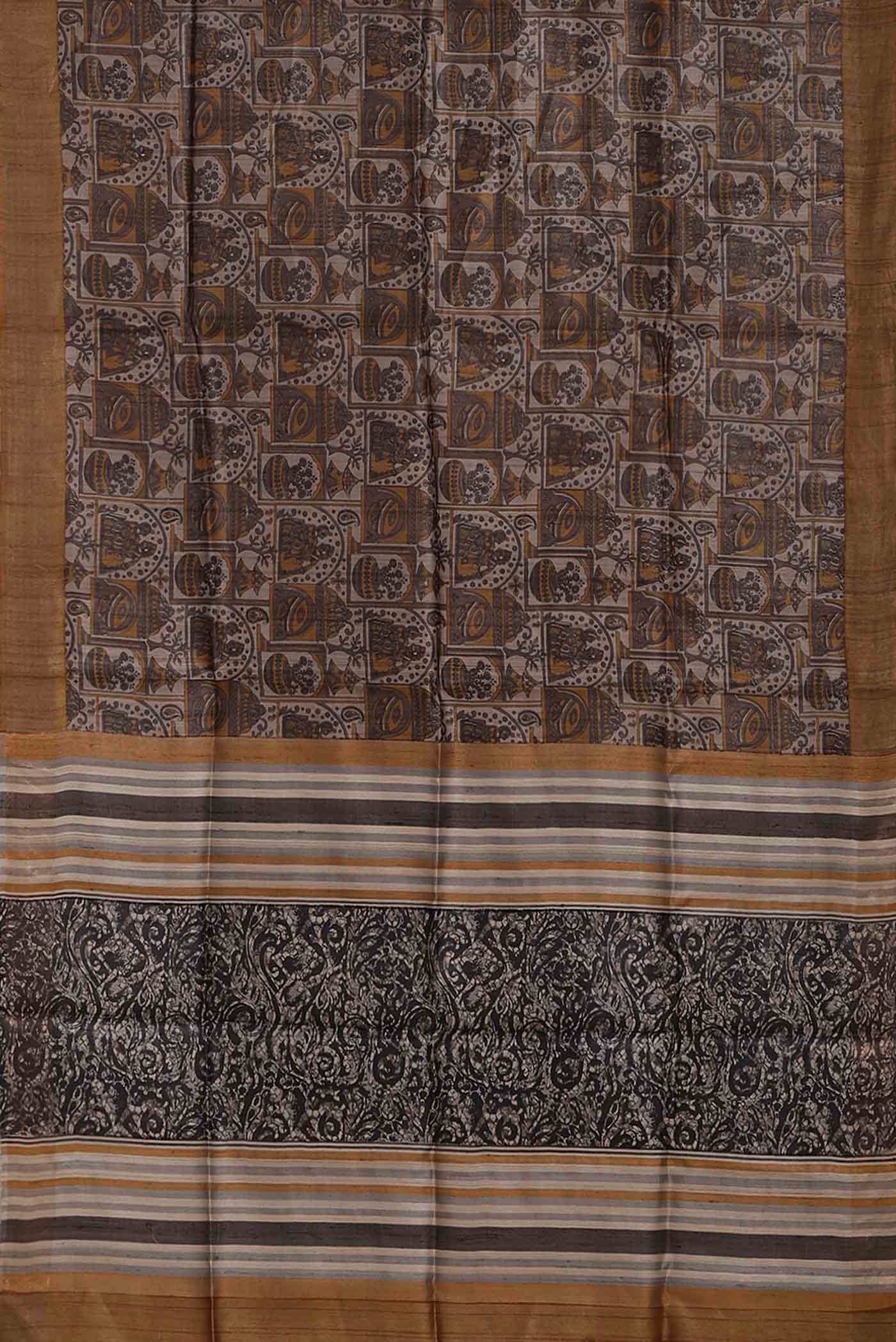 Rose Gold Bhagalpuri Tussar Silk Saree