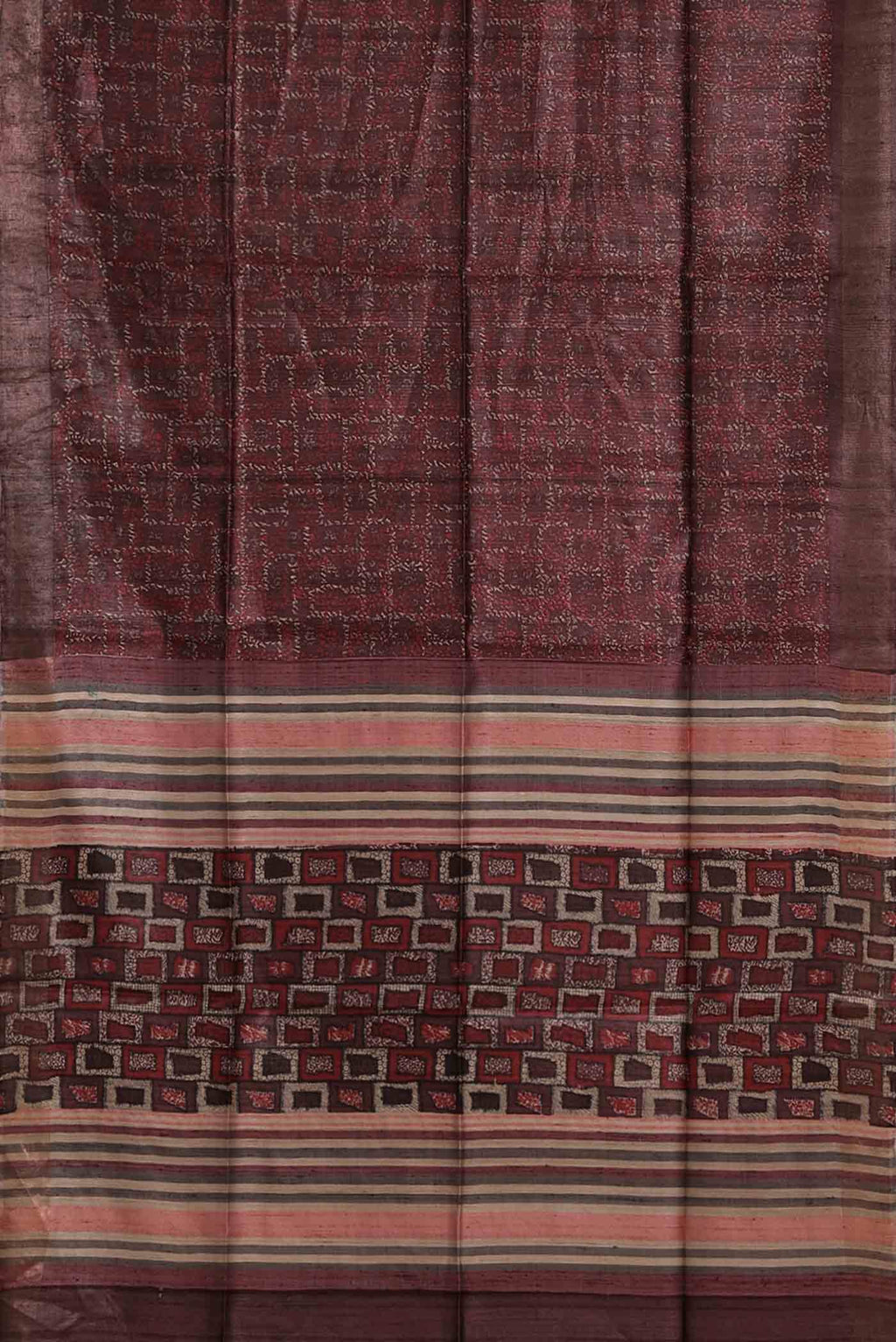Brown Bhagalpuri Tussar Silk Saree