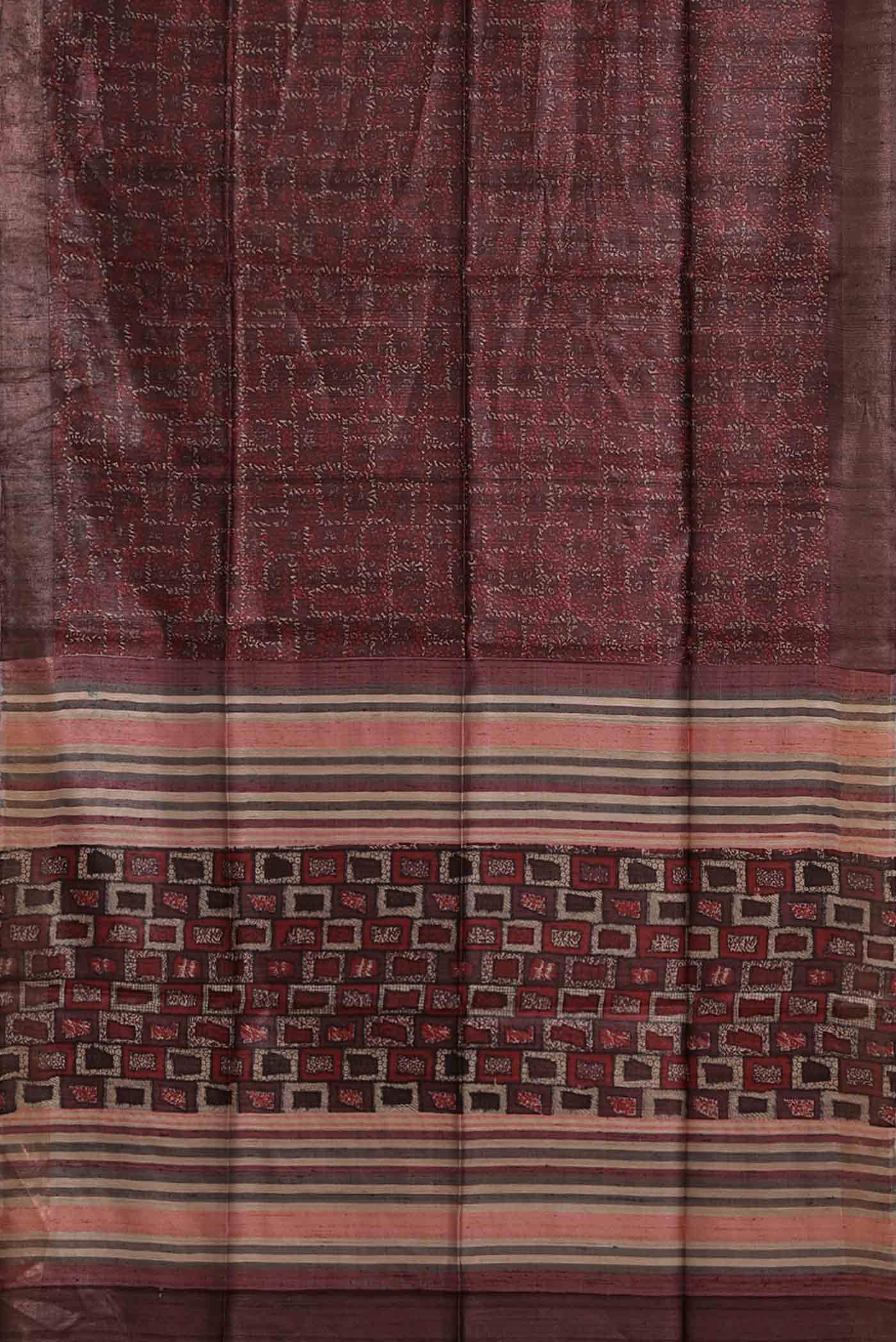 Brown Bhagalpuri Tussar Silk Saree