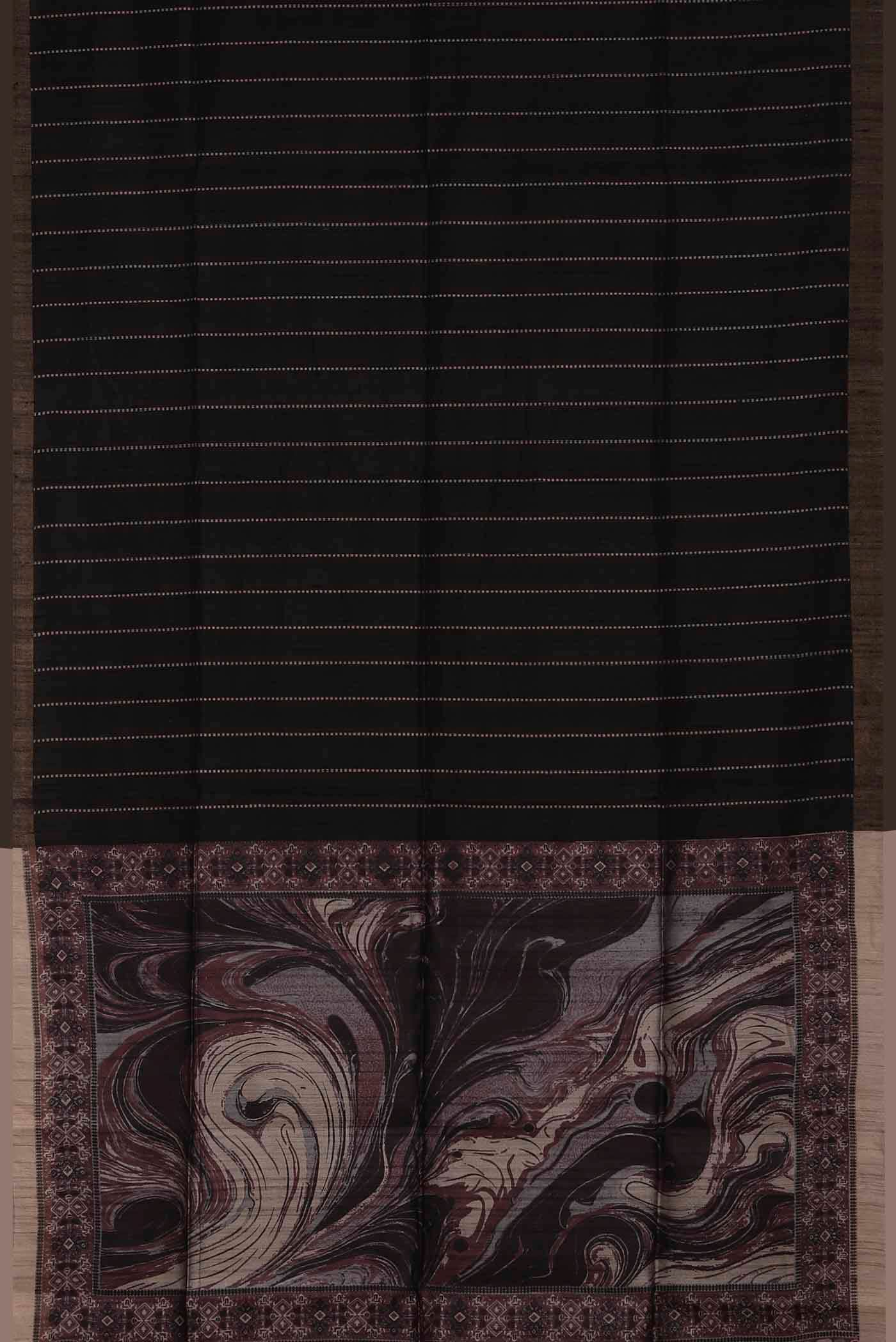 Black Bhagalpuri Tussar Silk Saree