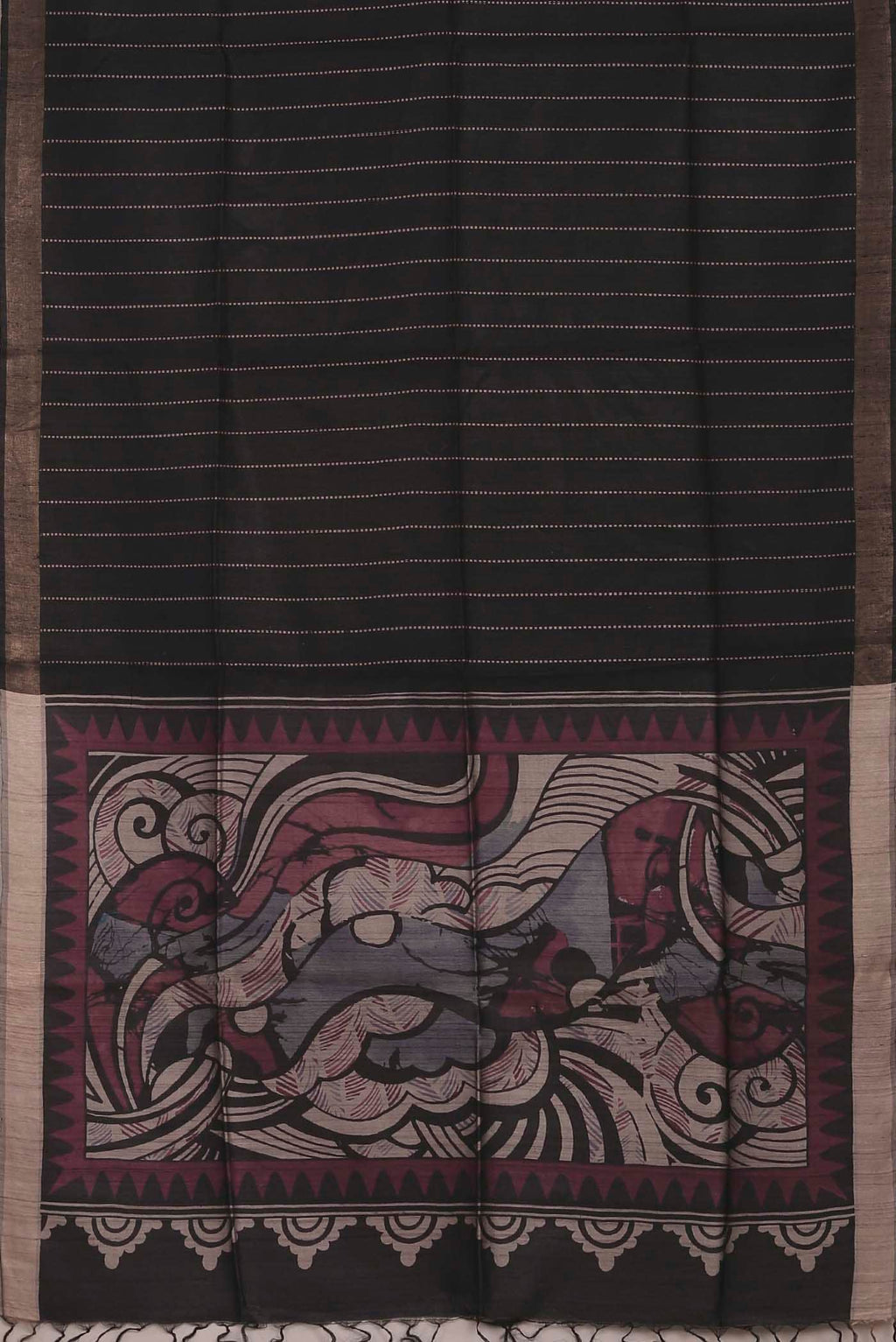 Black Tussar Silk Saree