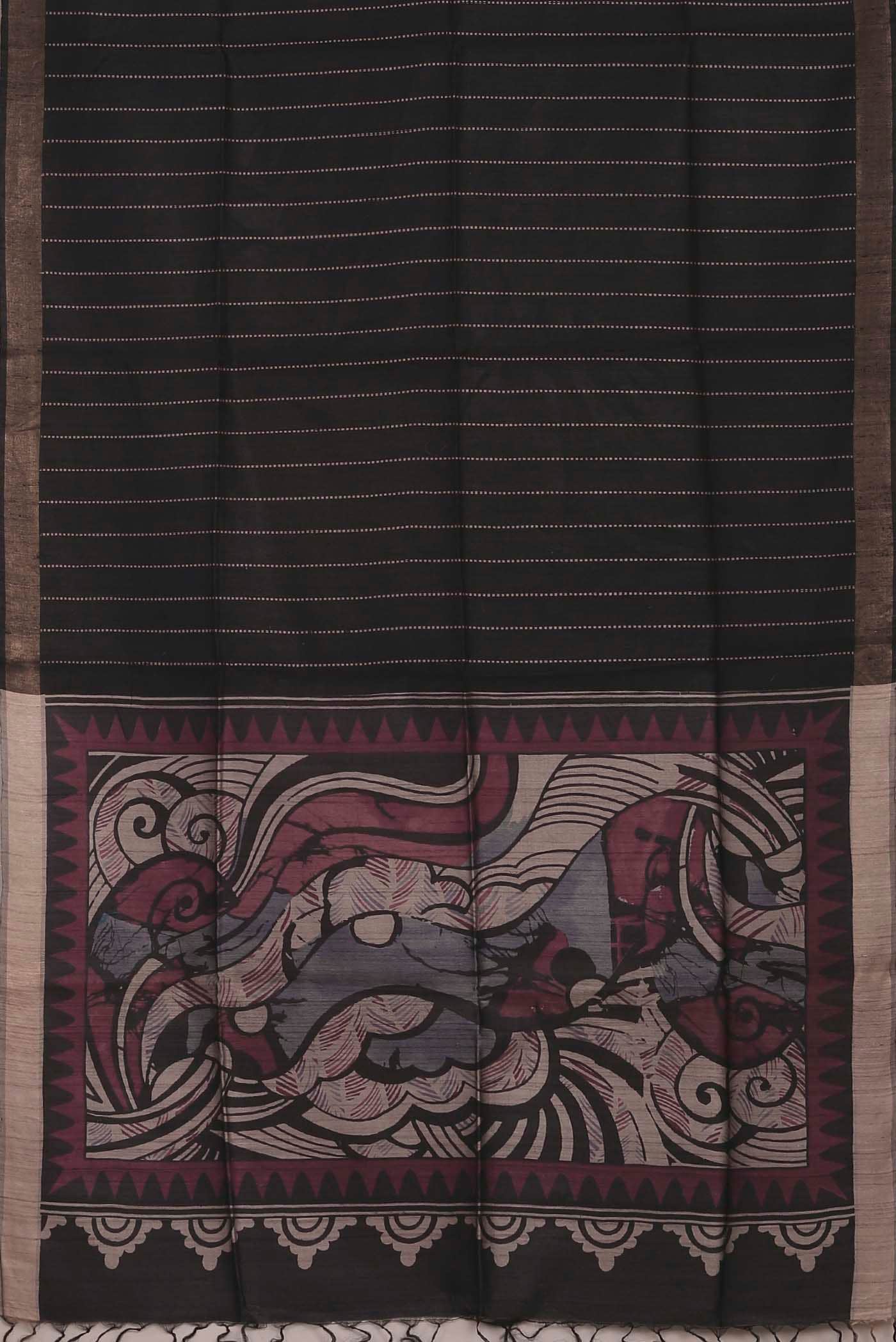 Black Tussar Silk Saree