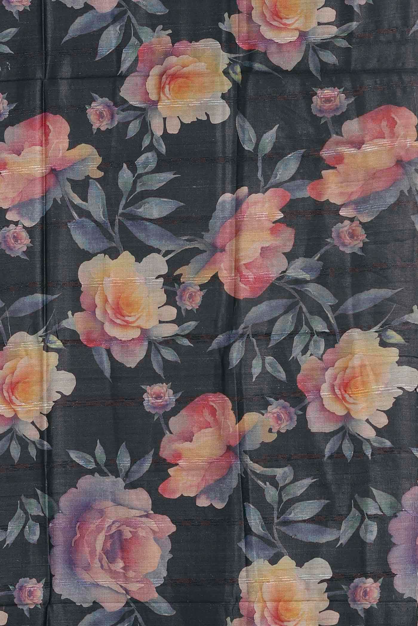 Black Tussar Silk Saree