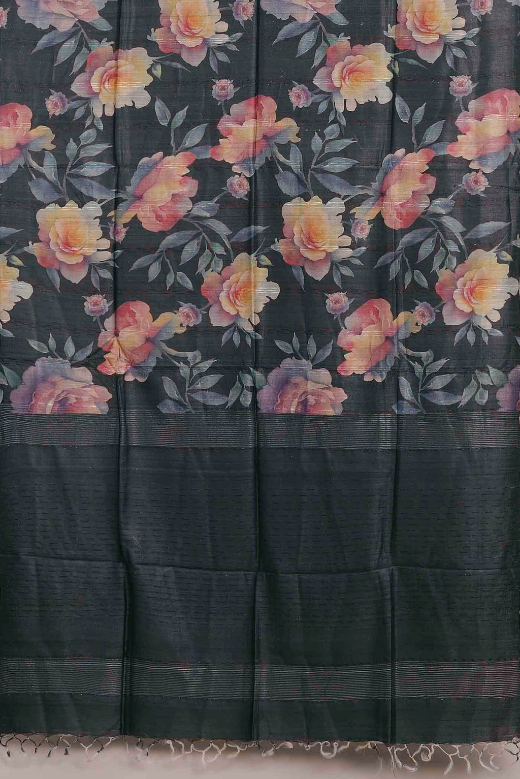 Black Tussar Silk Saree