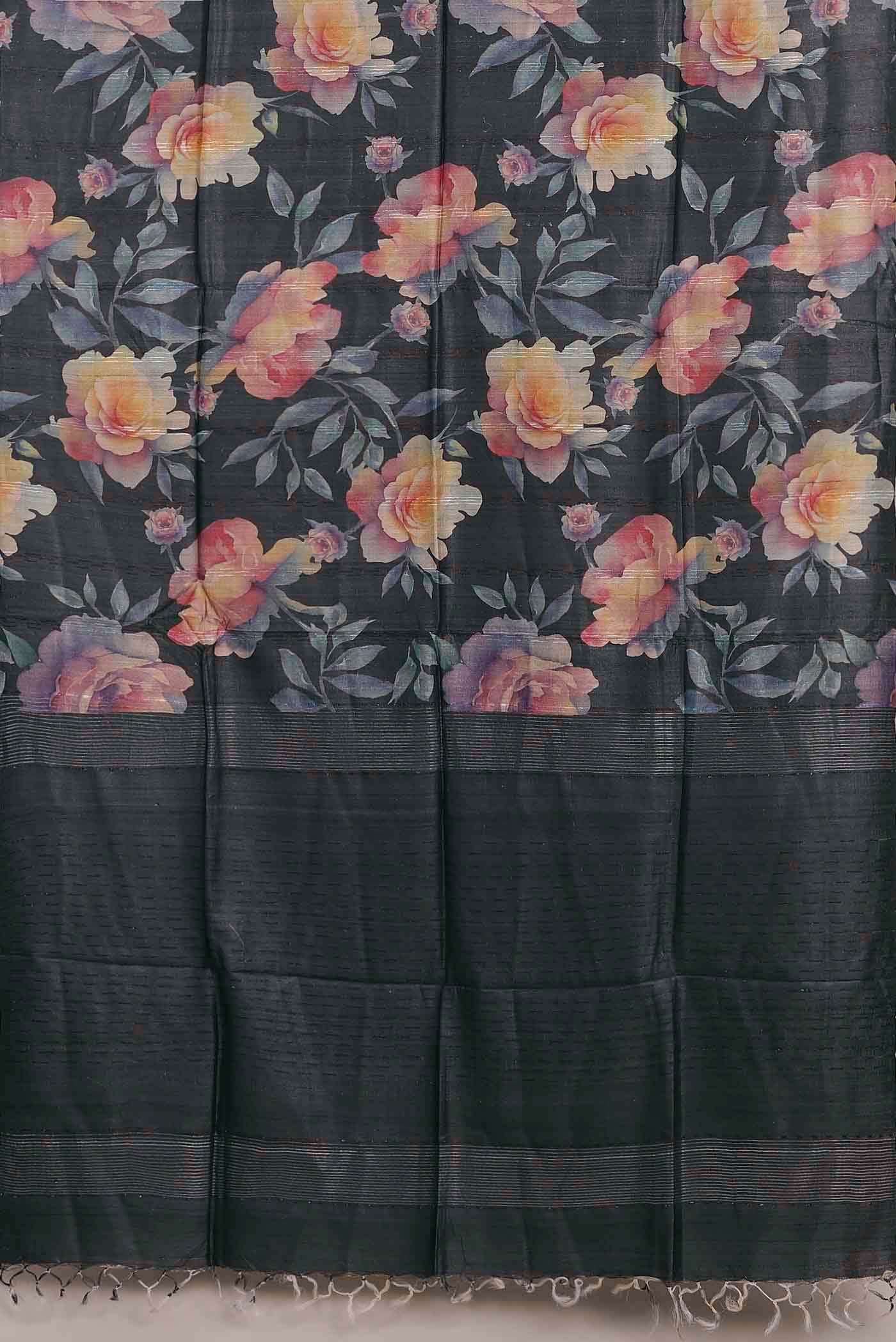 Black Tussar Silk Saree