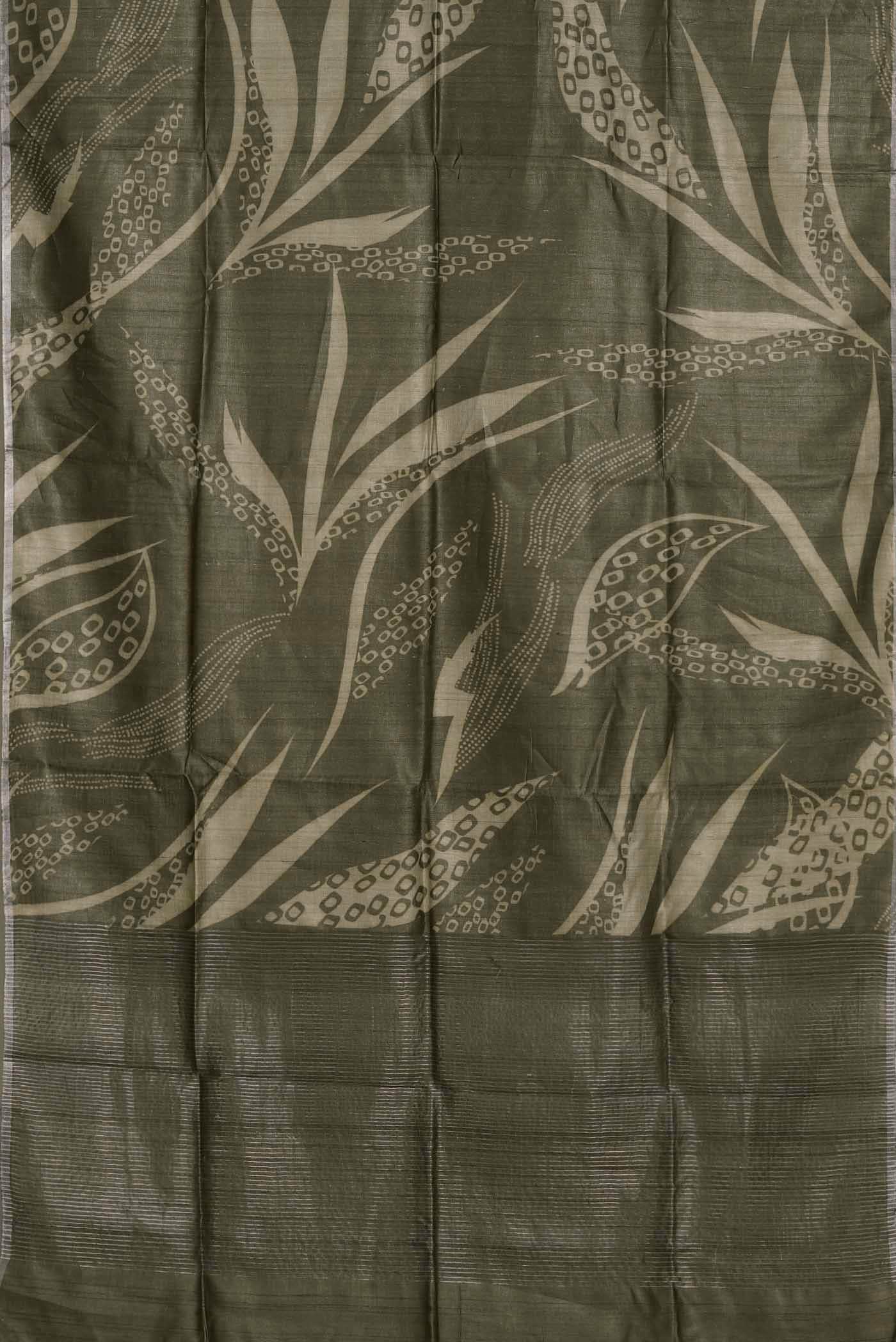 Green Bhagalpuri Tussar Silk Saree