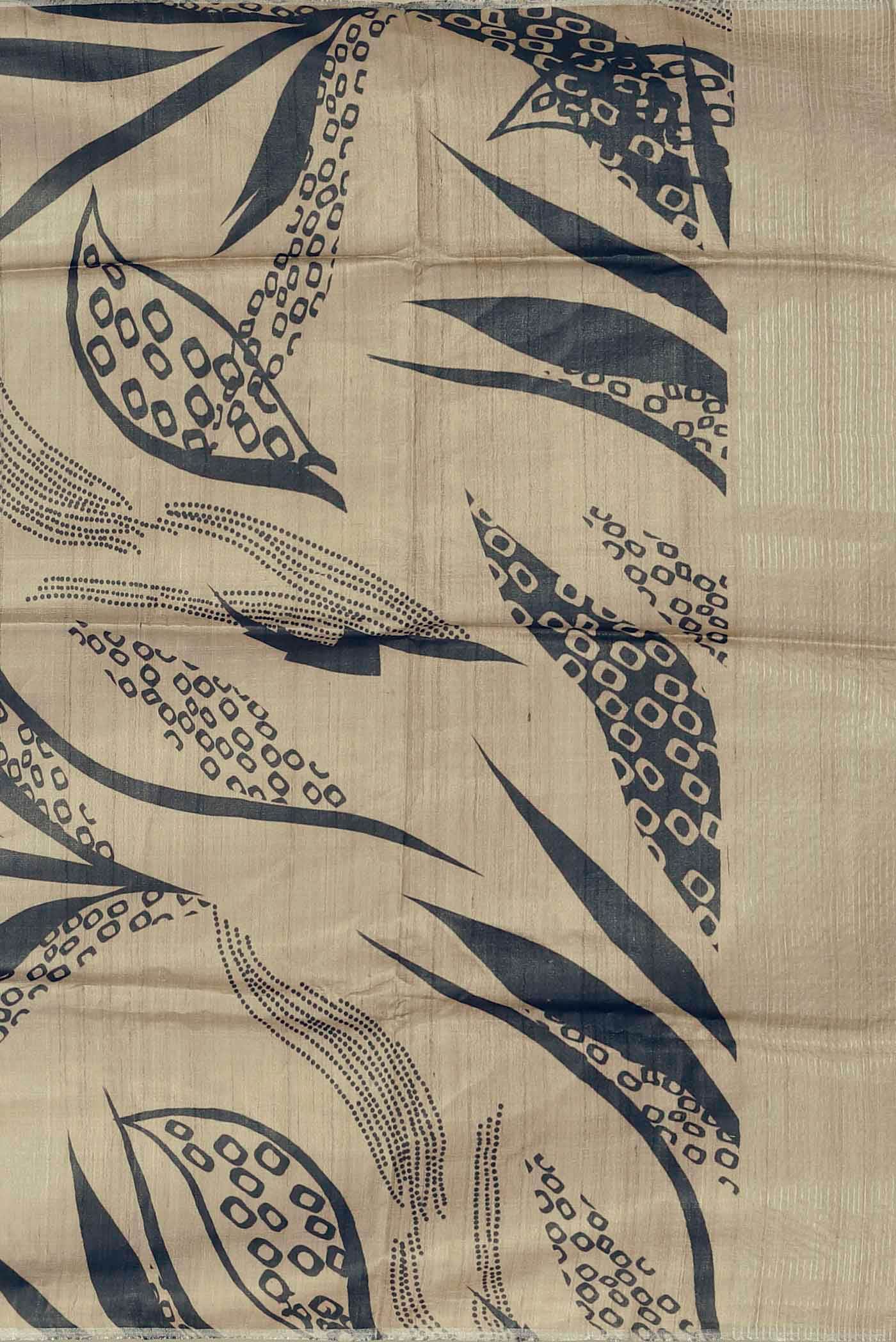 Cream Tussar Silk Saree