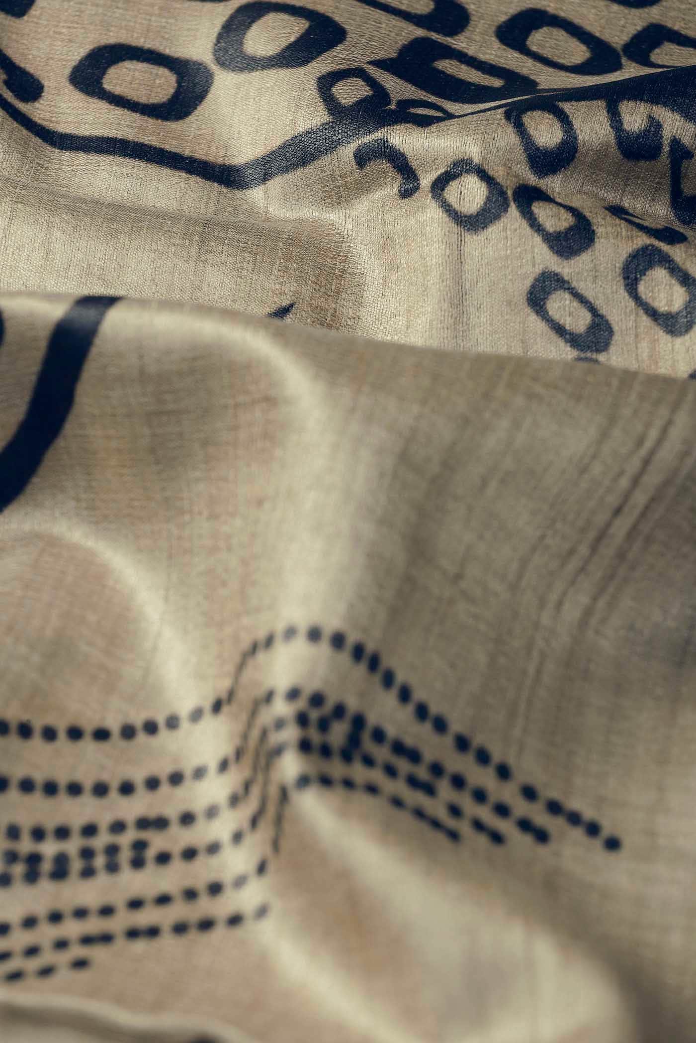 Cream Tussar Silk Saree
