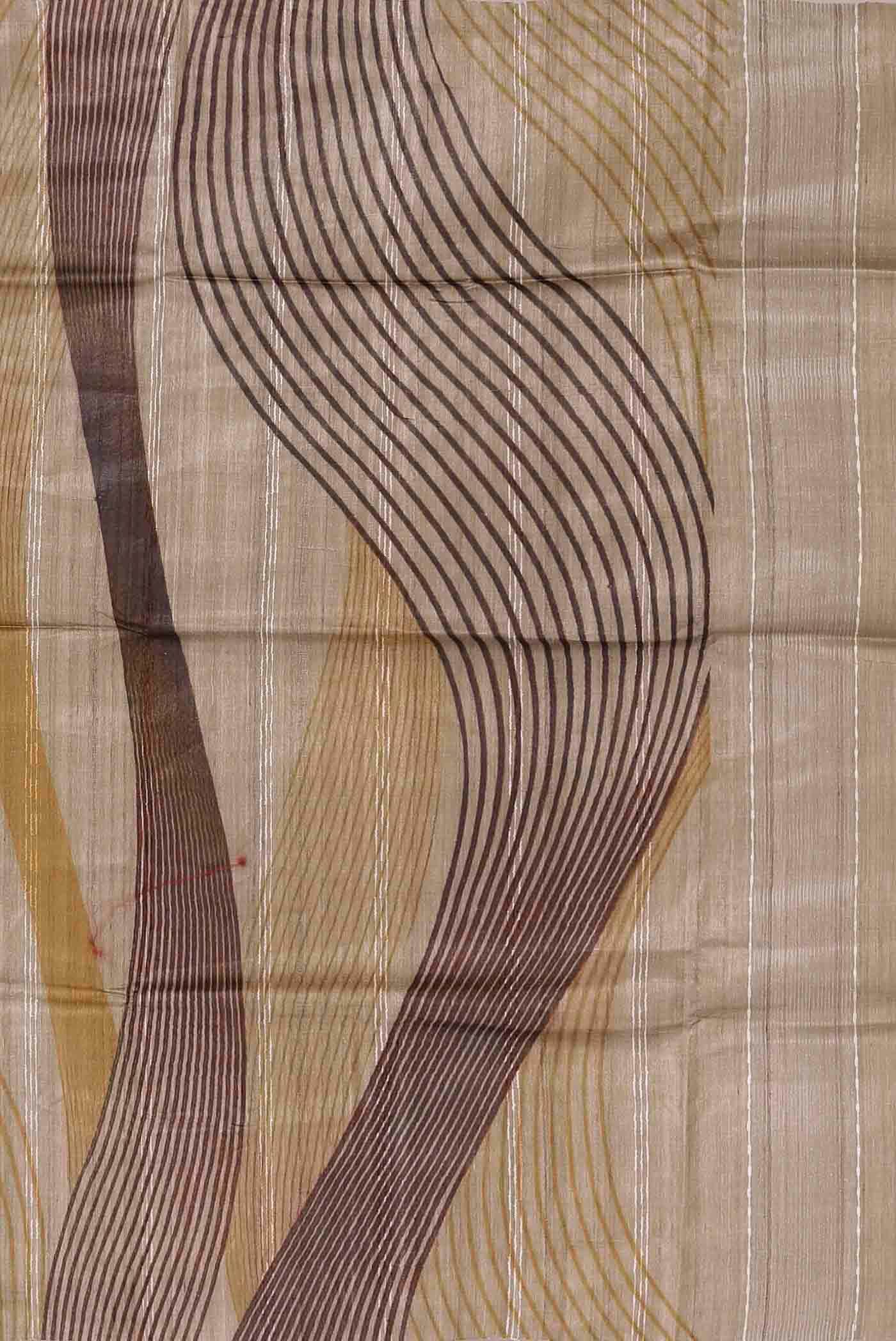 Beige Tussar Silk Saree