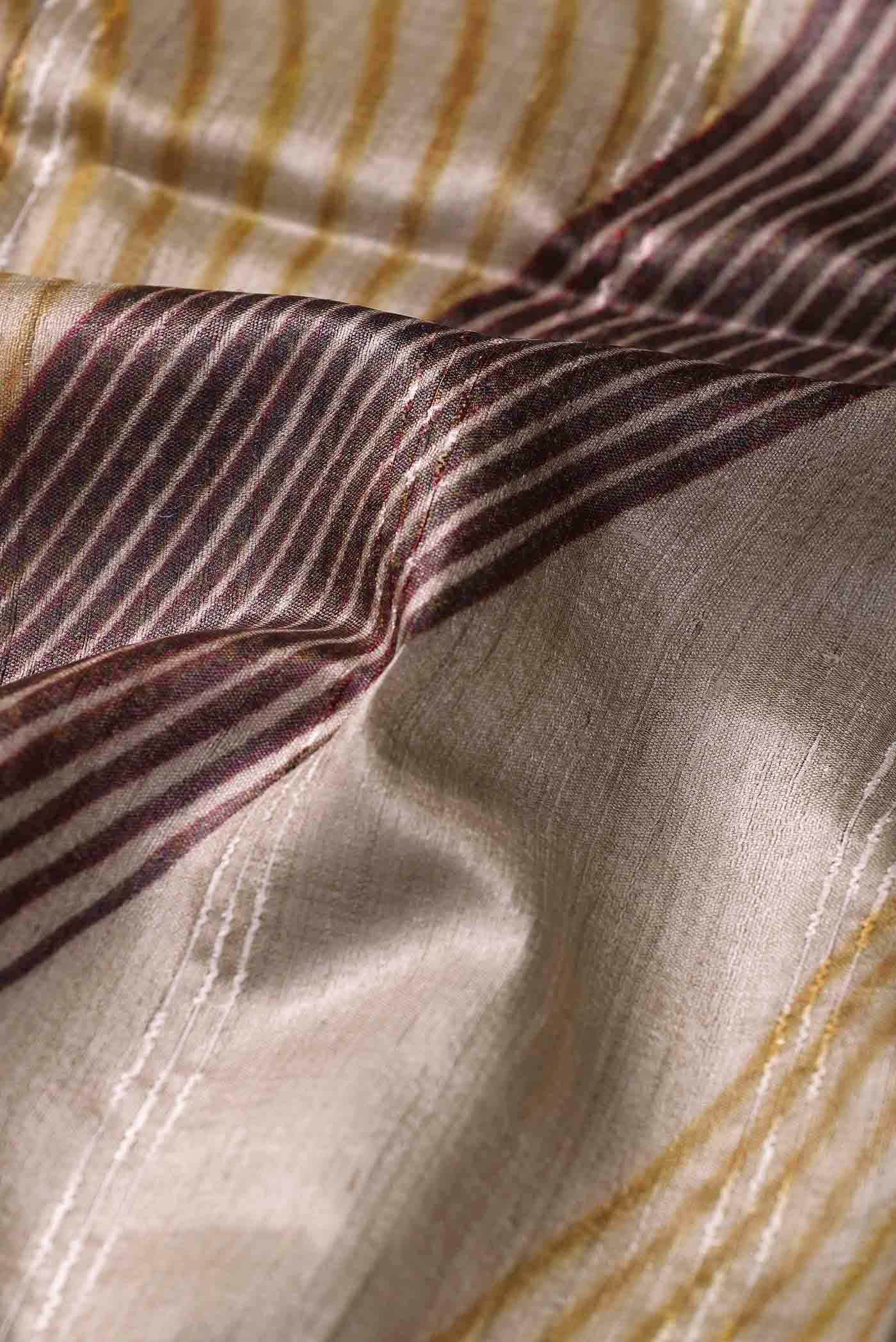 Beige Tussar Silk Saree